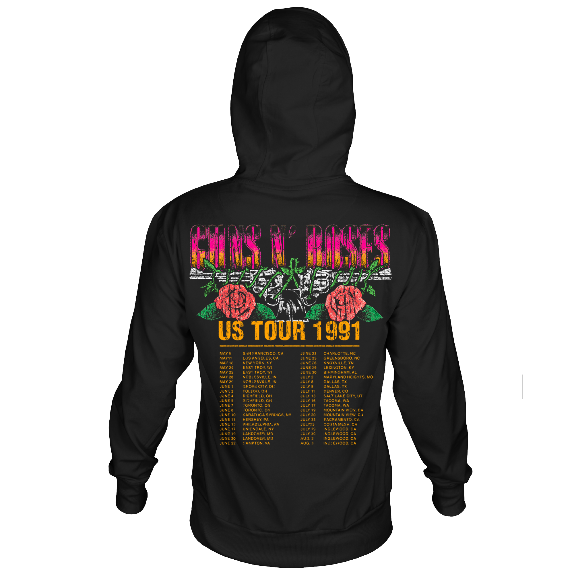 GUNS N ROSES 1991 TOUR BLACK HOODIE