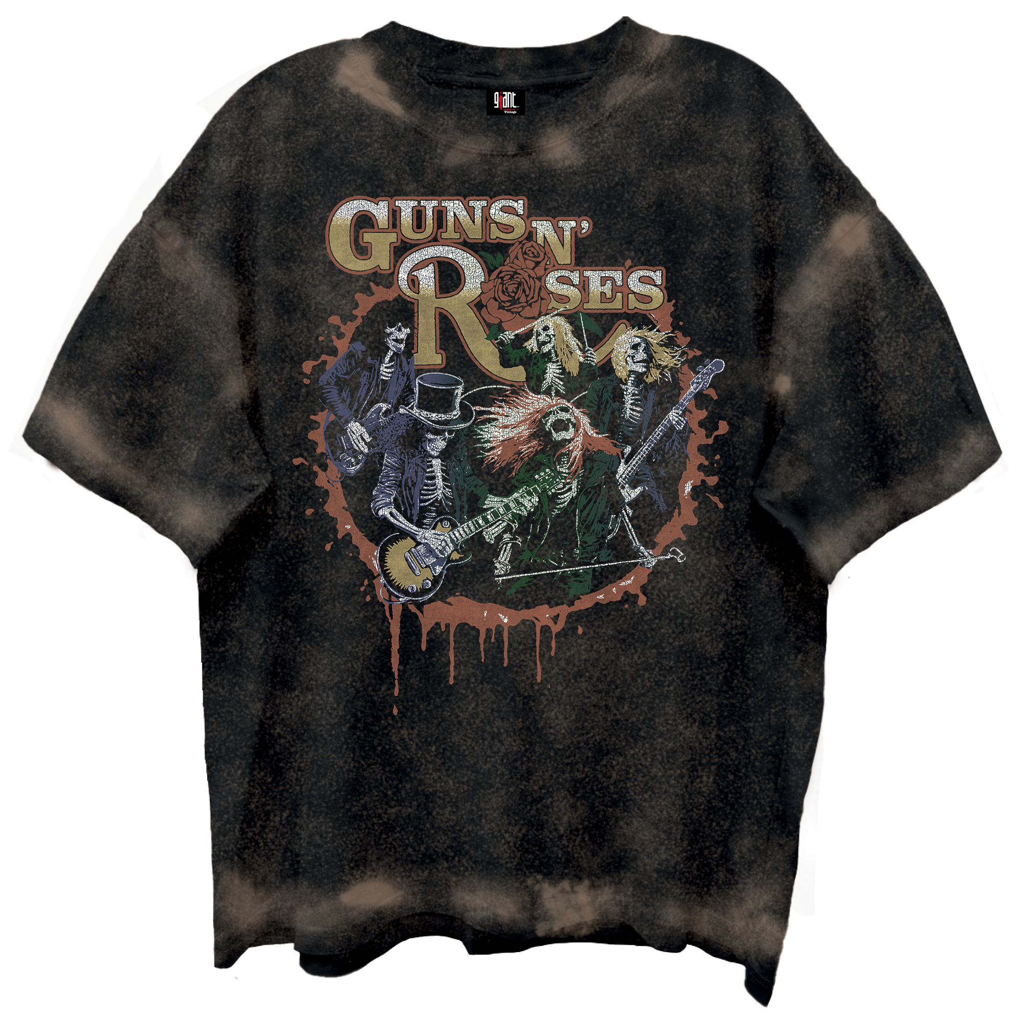 GUNS N ROSES SKELTONS LIVE FRT/BCK CHOCOLATE SPRAY WASH T-SHIRT/GIANT VINTAGE T-SHIRT
