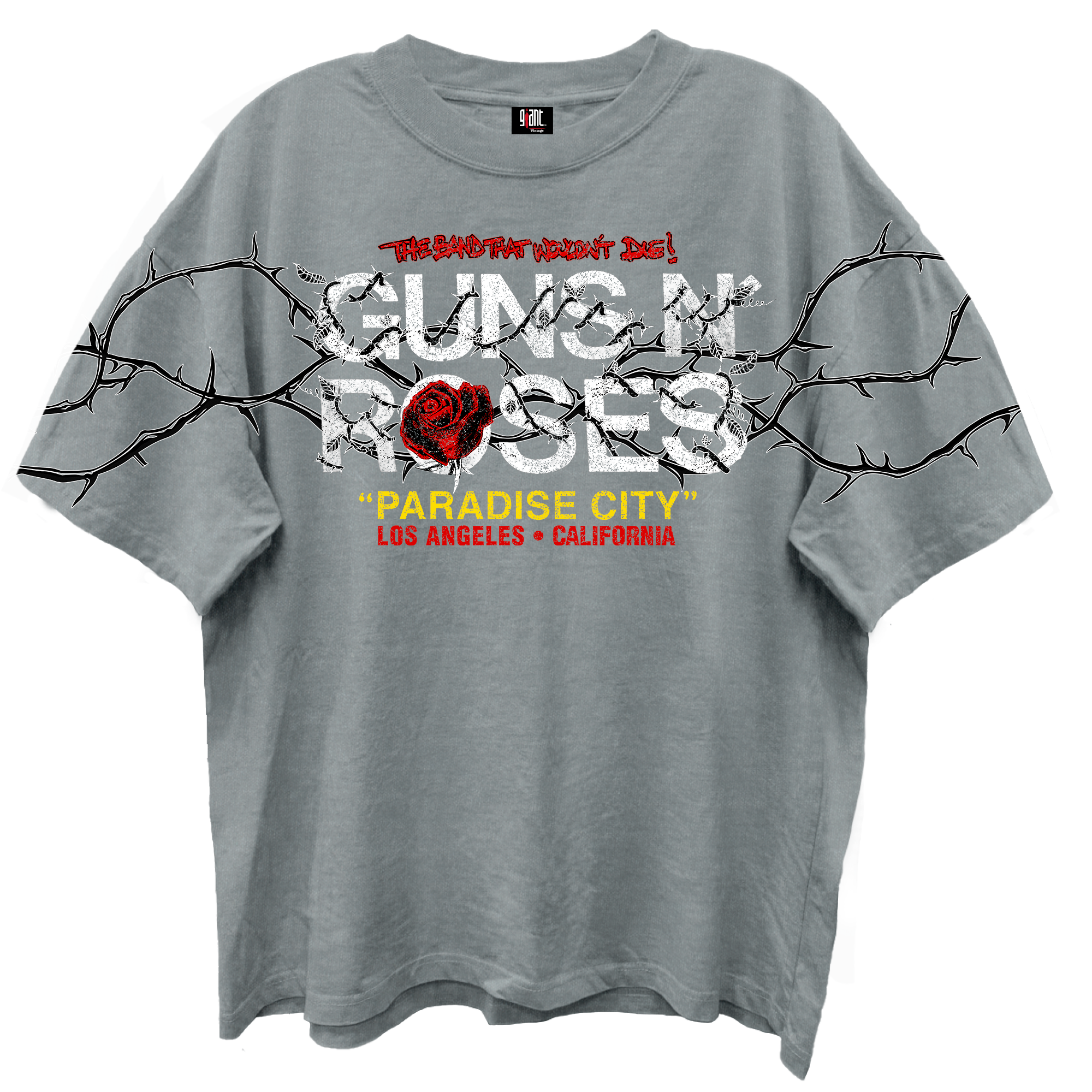 GUNS N ROSES PARADISE CITY GRAY ENZYME WASH GIANT VINTAGE T-SHIRT