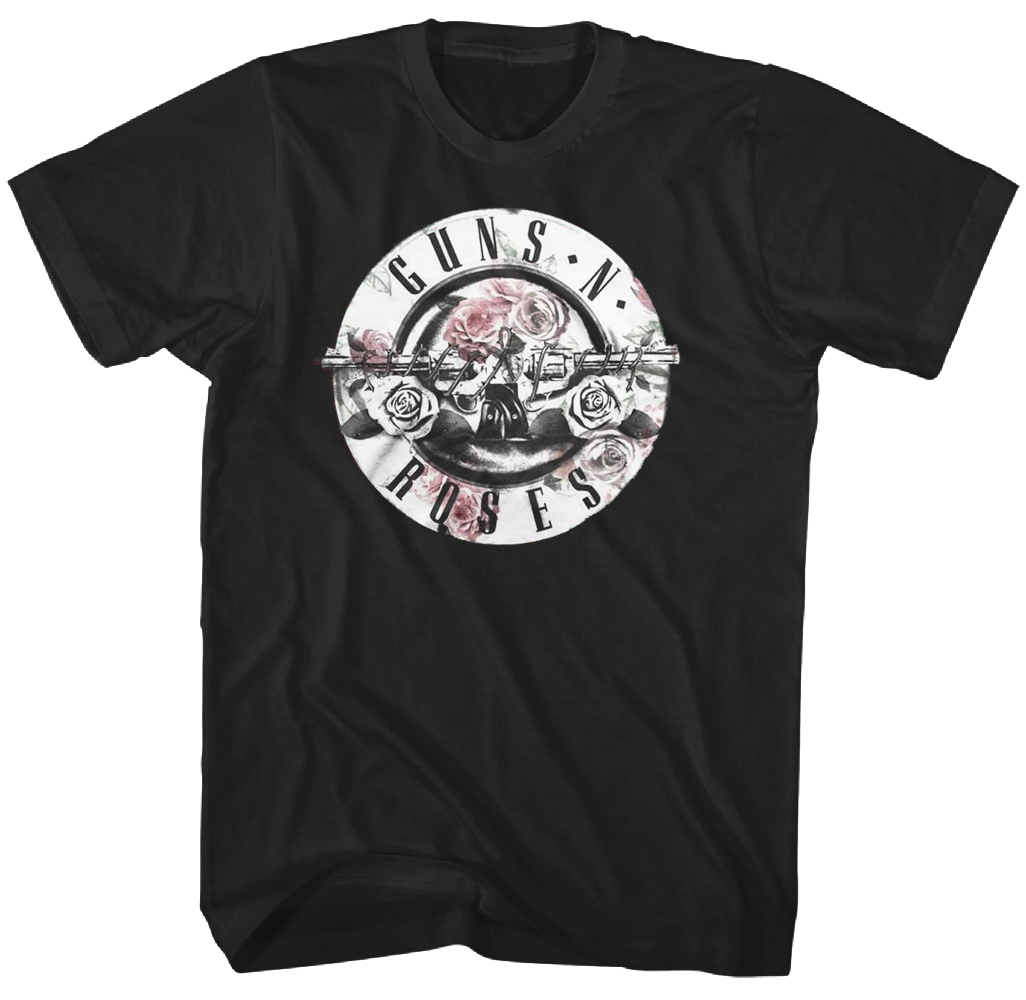 GUNS N ROSES FLORAL FILL BULLET LOGO T-SHIRT