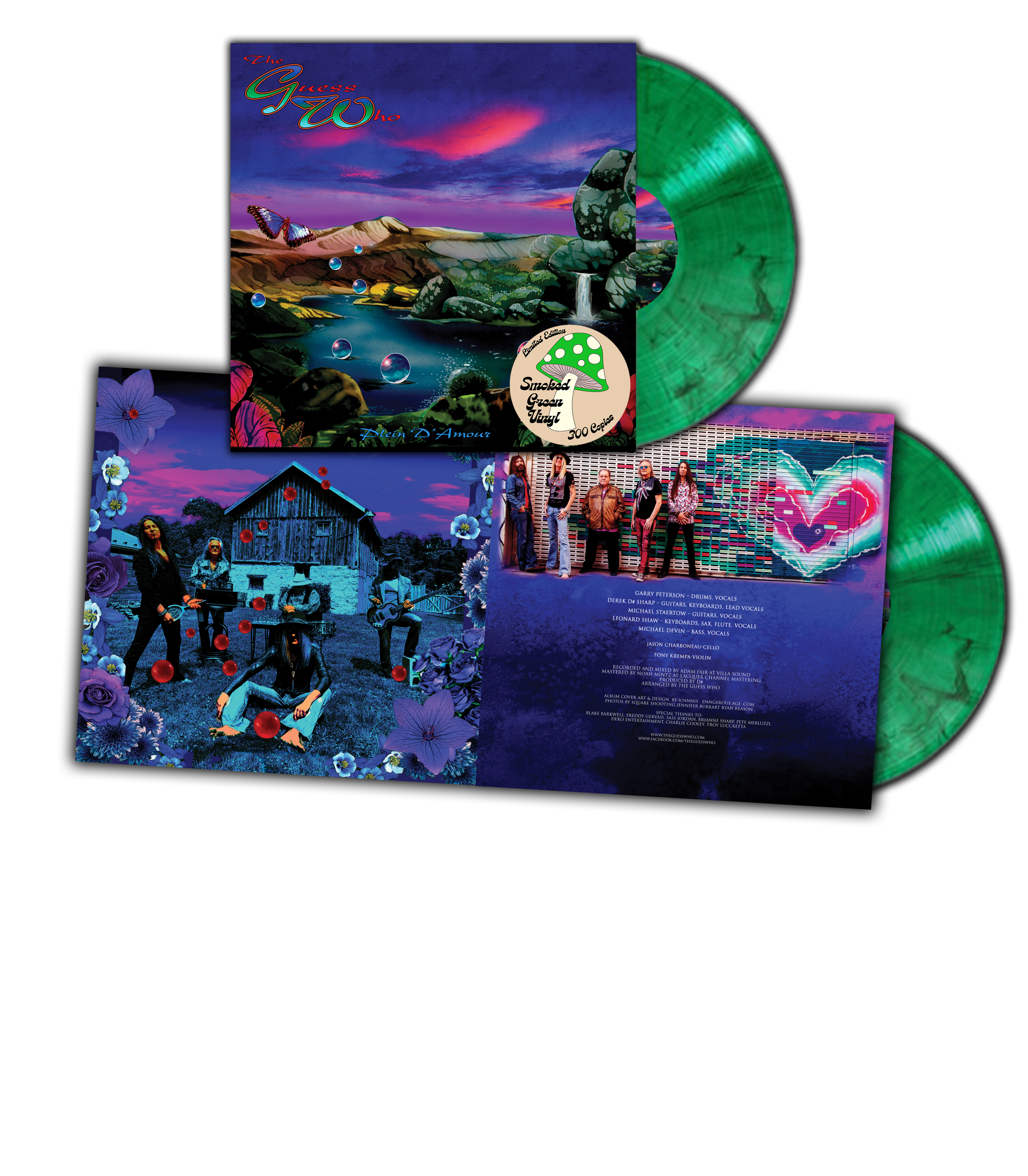 THE GUESS WHO 'PLEIN D'AMOUR' 2LP + AUTOGRAPHED PRINT (Limited Edition – Only 300 Made, Green Vinyl)