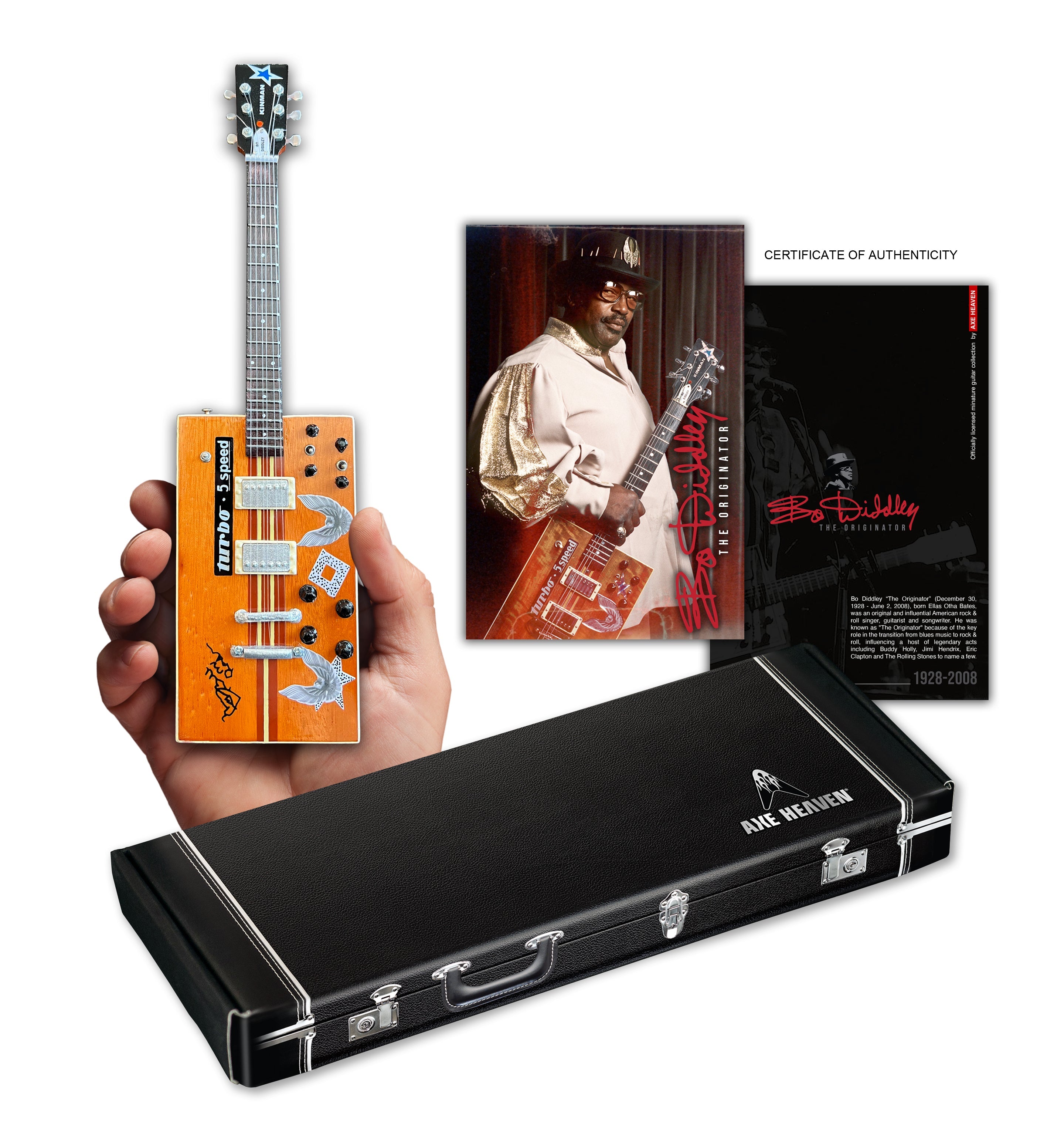 BO DIDDLEY SIGNATURE “TWANG MACHINE” TURBO 5-SPEED KINMAN CUSTOM MINI GUITAR MODEL