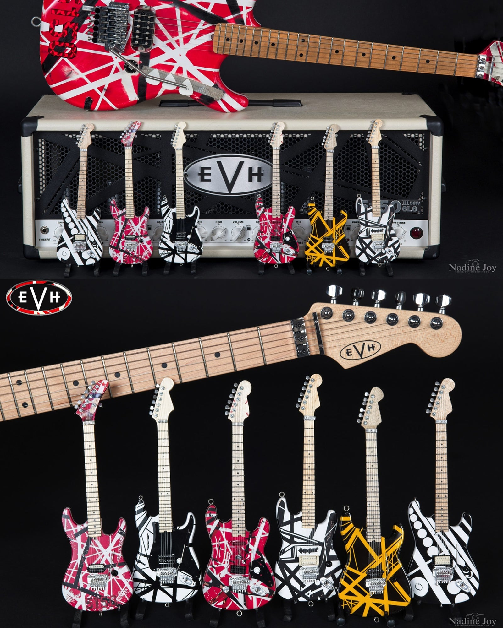 EVH SET OF 6 EDDIE VAN HALEN MINI GUITAR REPLICA COLLECTIBLES - OFFICIALLY LICENSED