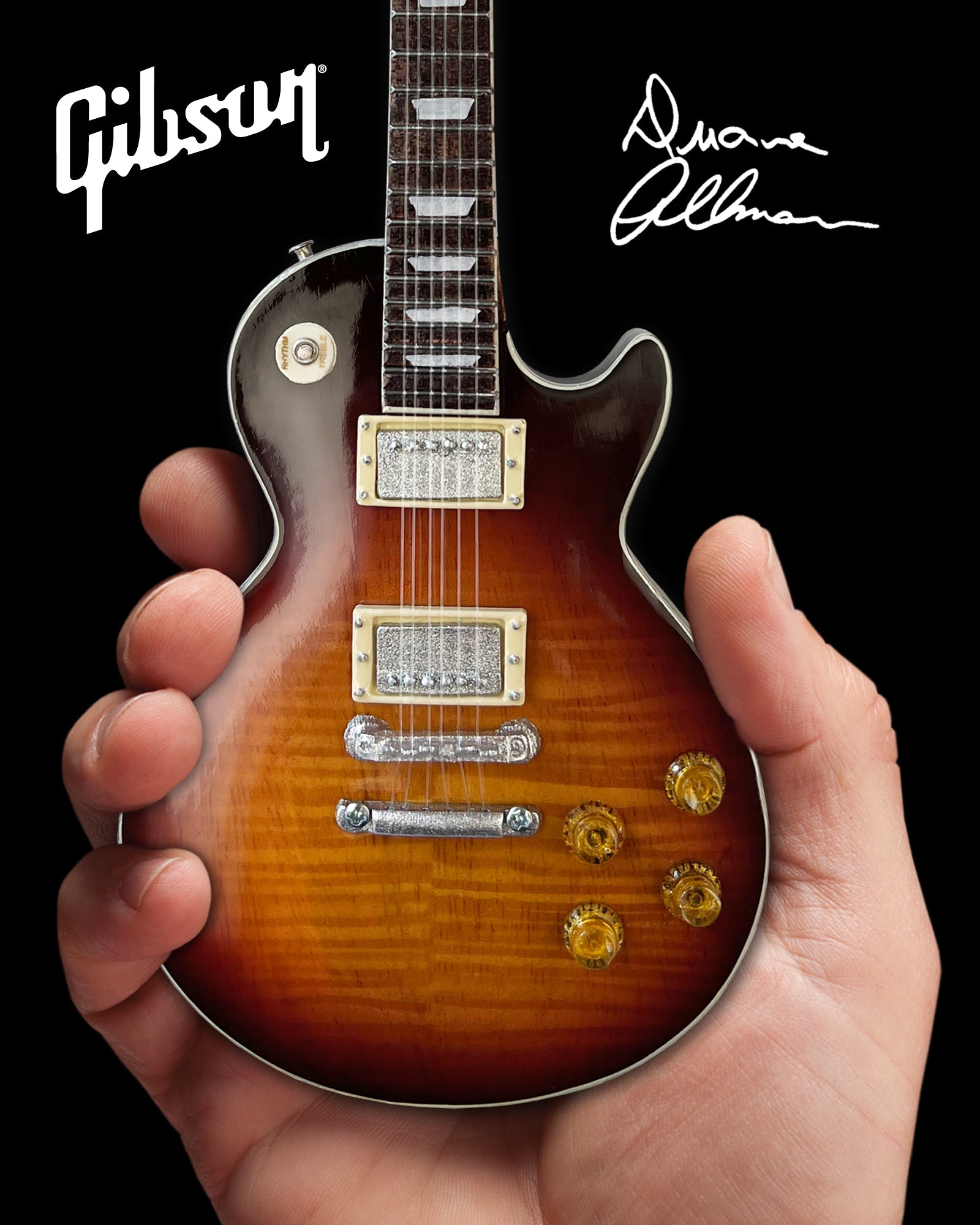 DUANE ALLMAN GIBSON LES PAUL TOBACCO BURST "DUANE" BACK MINI GUITAR MODEL