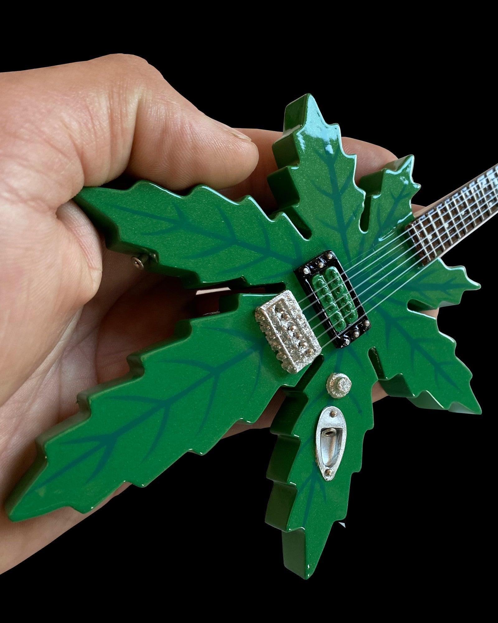 SWEET LEAF GUITARS® MARY JANE MARIJUANA SHAPE MINIATURE GUITAR MODEL