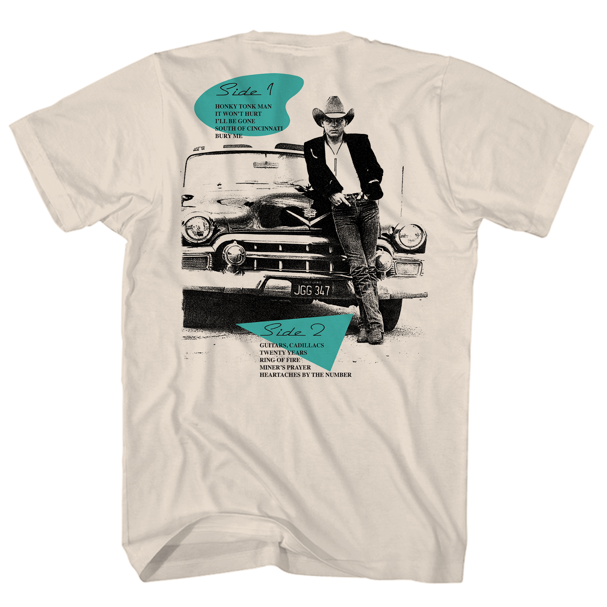DWIGHT YOAKAM GUITARS AND CADILLACS ALBUM COVER FRT/BACK NATURAL T-SHIRT