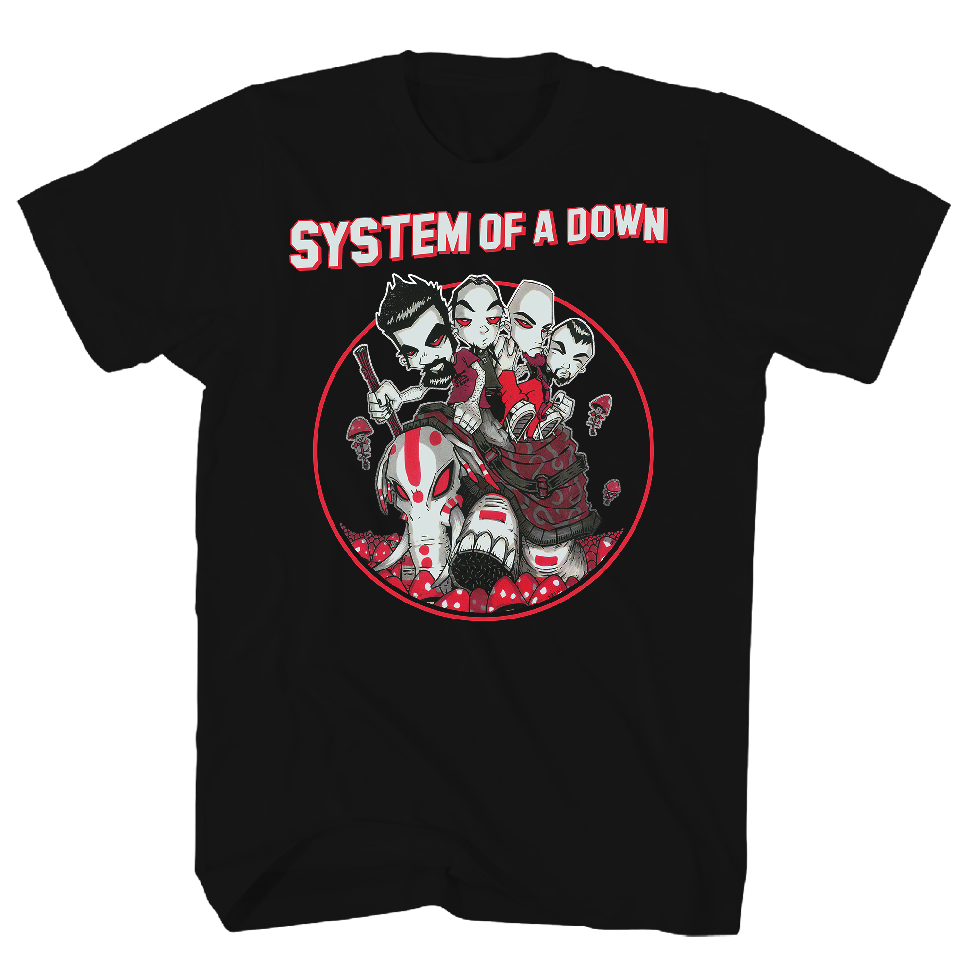 SYSTEM OF A DOWN MUSHROOM PEOPLE BLACK T-SHIRT