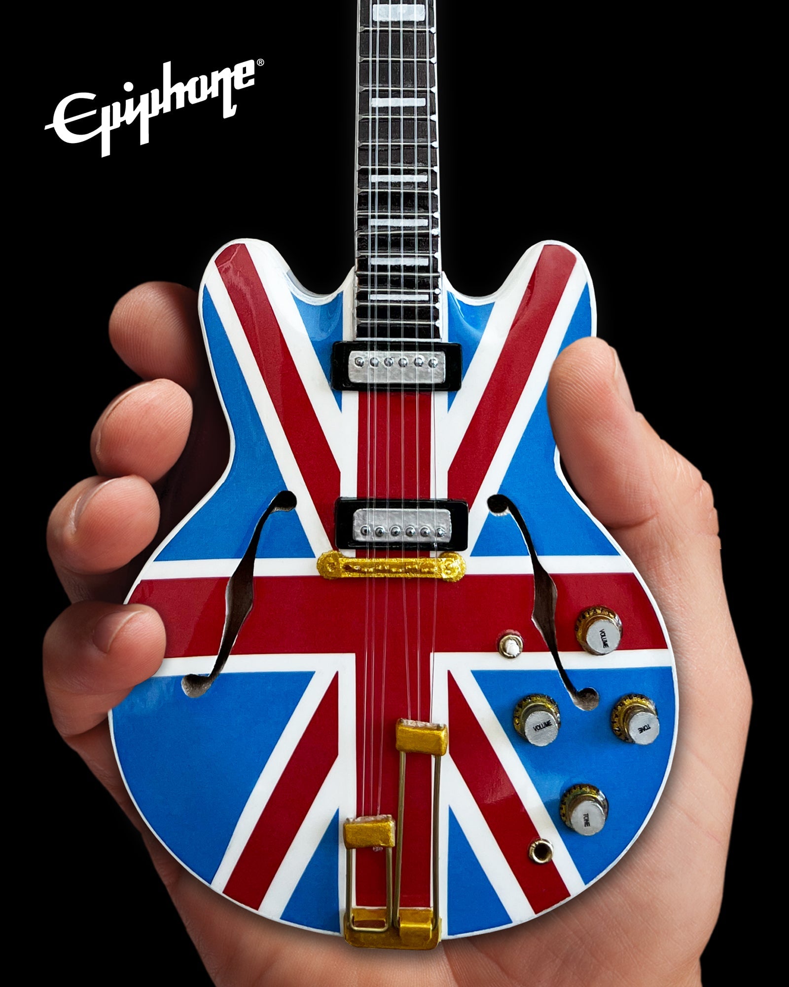 EPIPHONE "UNION JACK SHERATON” CASINO 1:4 SCALE MINI GUITAR MODEL - UK FLAG