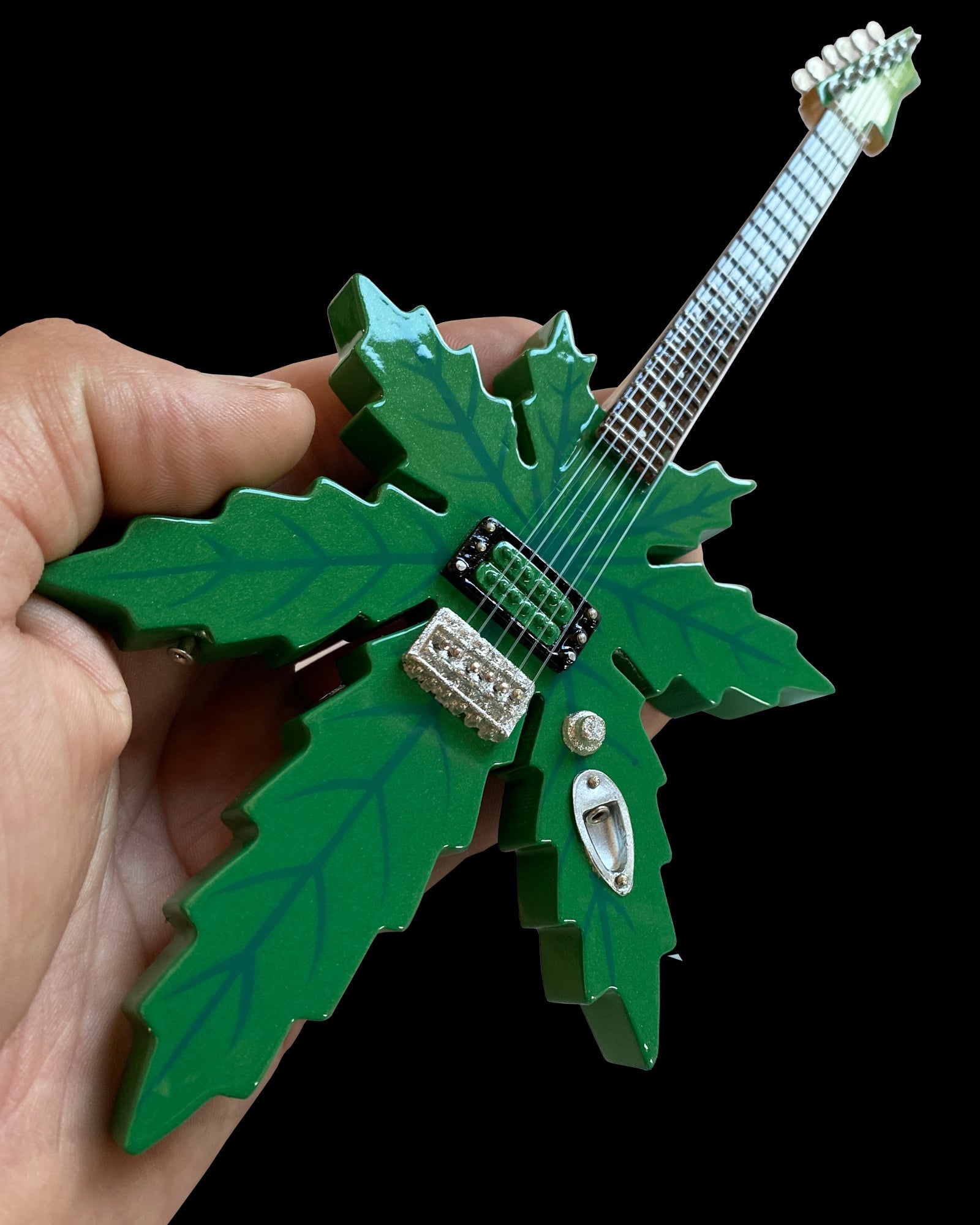 SWEET LEAF GUITARS® MARY JANE MARIJUANA SHAPE MINIATURE GUITAR MODEL