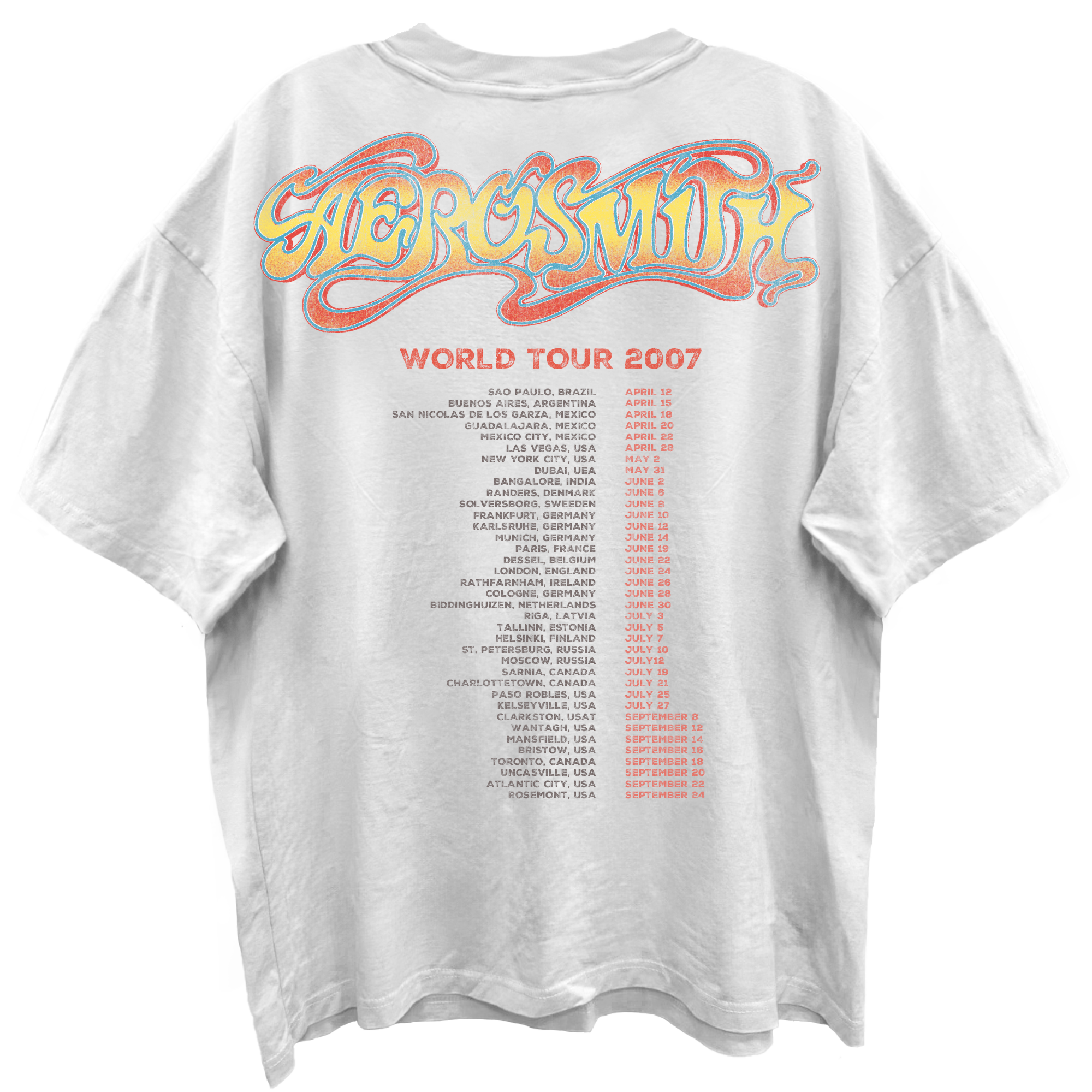 AEROSMITH DREAM ON WORLD TOUR BLANC ENZYME WASH WHITE GIANT VINTAGE T-SHIRT