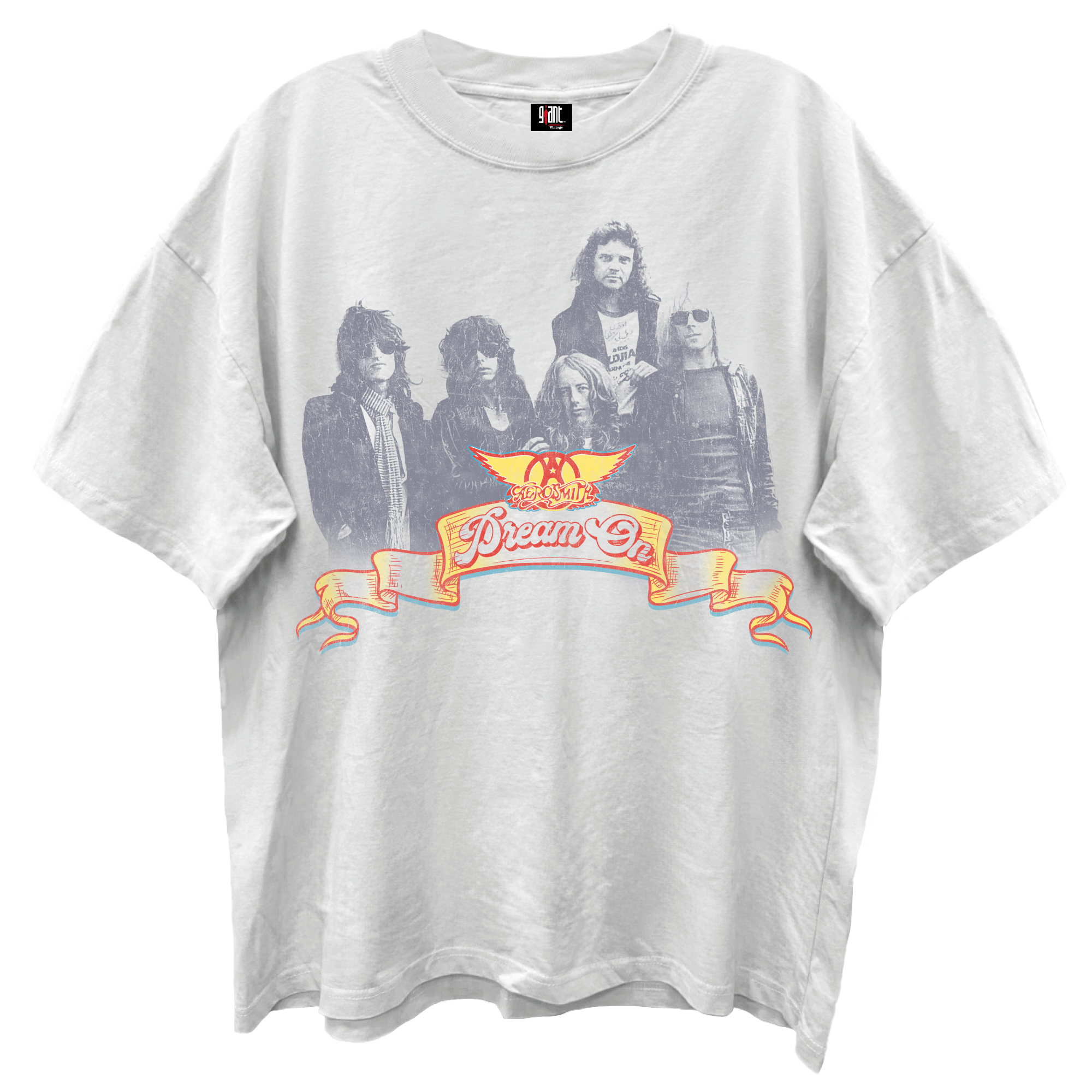 AEROSMITH DREAM ON WORLD TOUR BLANC ENZYME WASH WHITE GIANT VINTAGE T-SHIRT