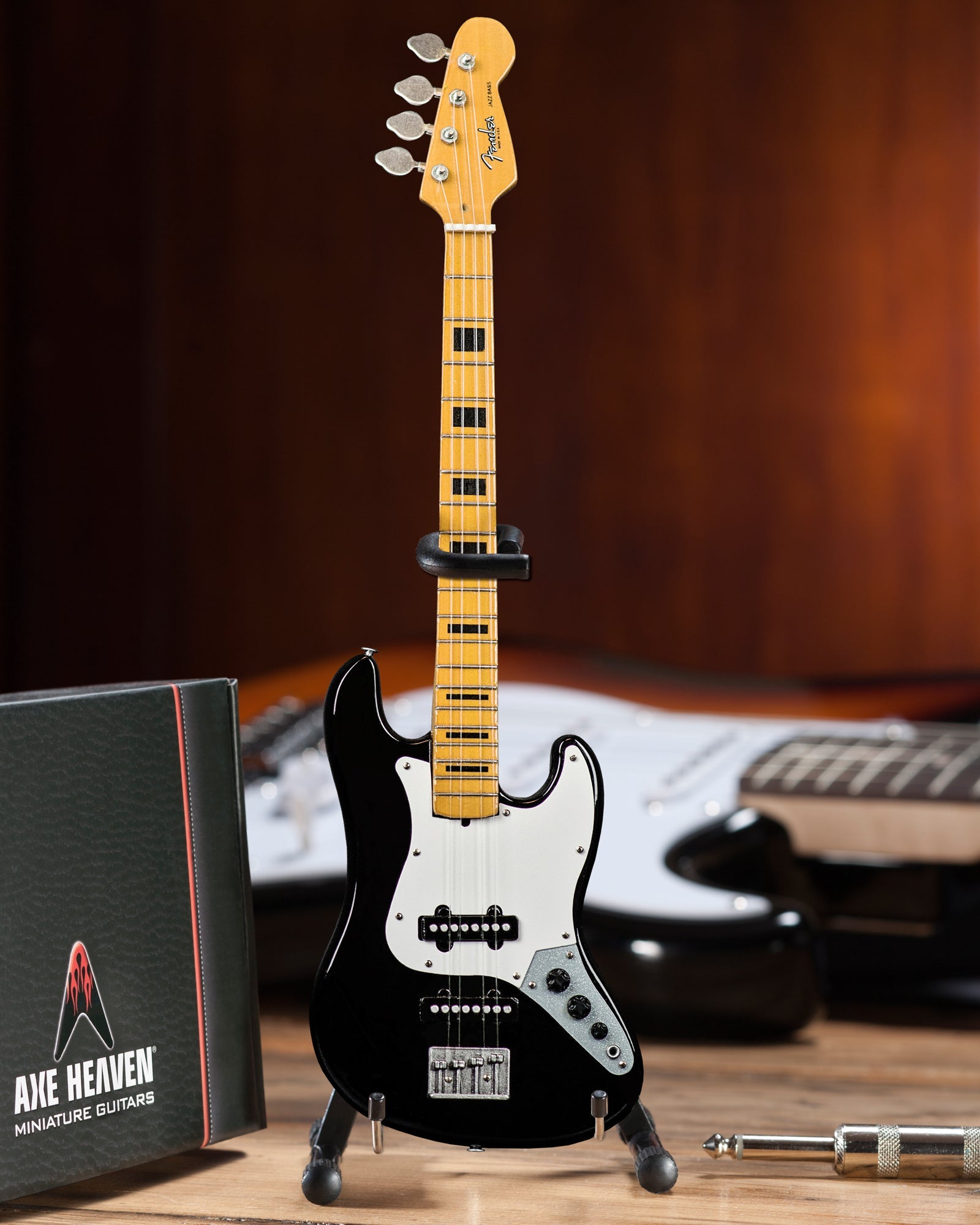 GEDDY LEE FENDER™ JAZZ BASS™ WITH BLACK INLAYS MINIATURE BASS GUITAR REPLICA - OFFICIALLY LICENSED