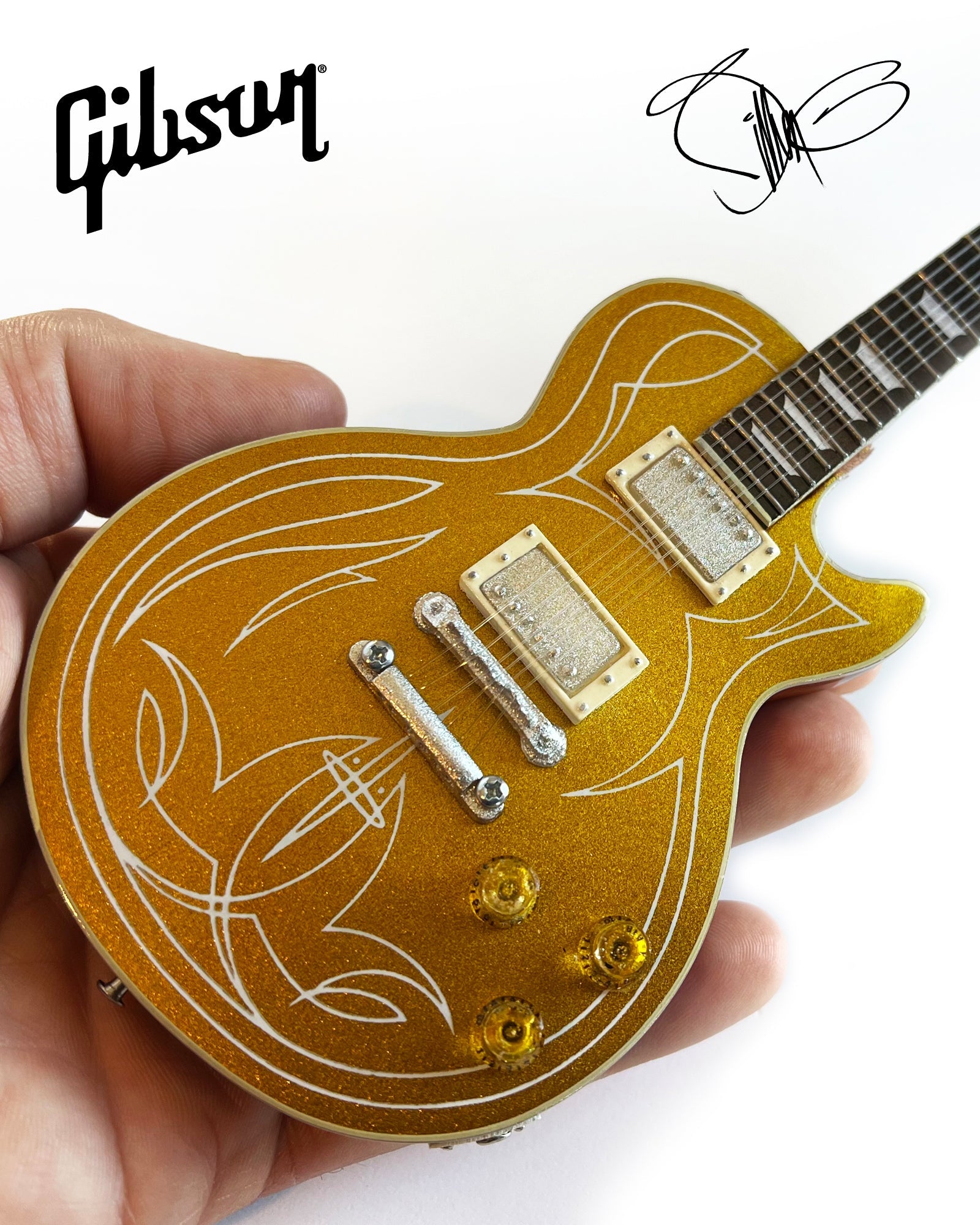 BILLY F GIBBONS "PINSTRIPE" GIBSON LES PAUL GOLDTOP MINI GUITAR MODEL