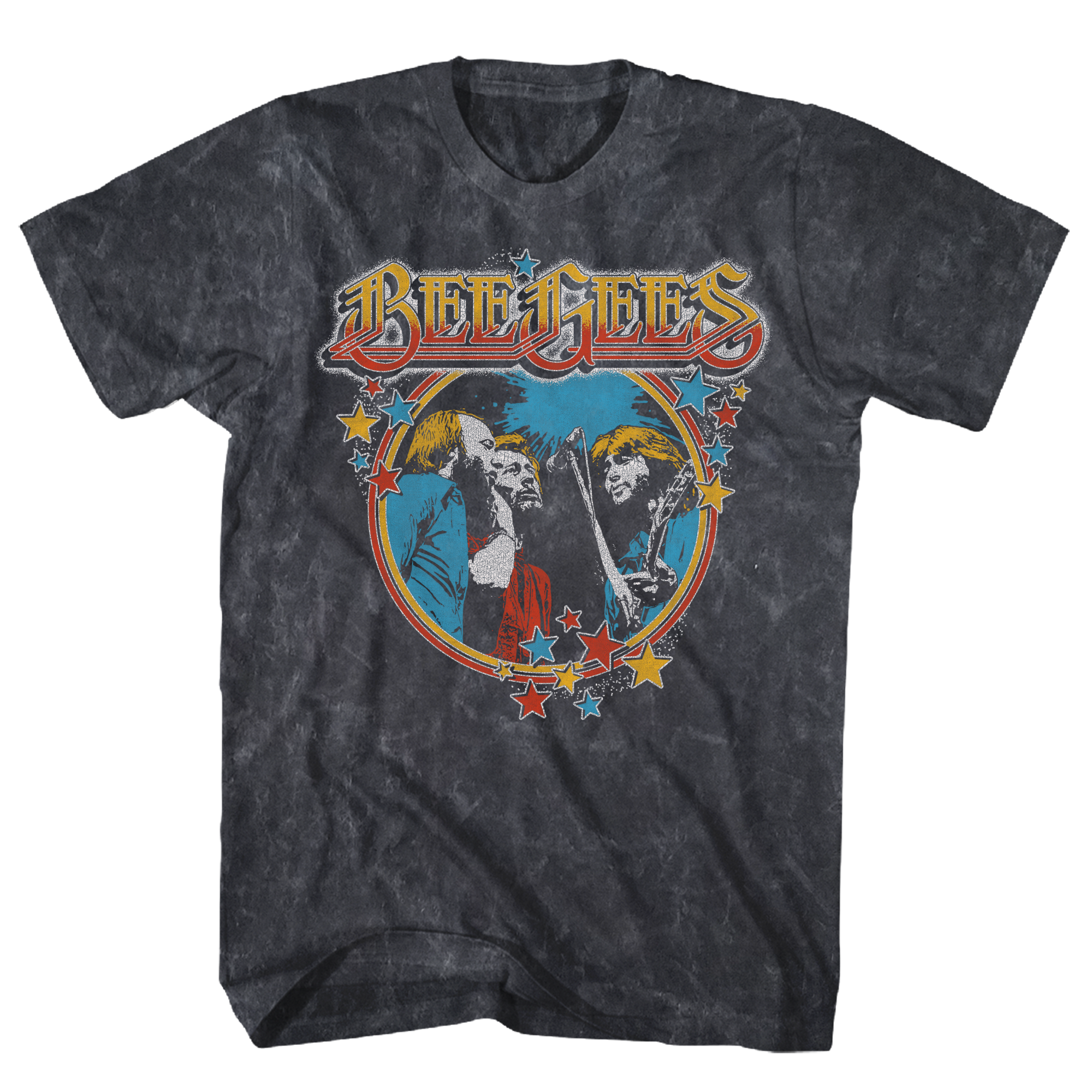 BEE GEES STAR VINTAGE BLACK MINERAL WASH T-SHIRT