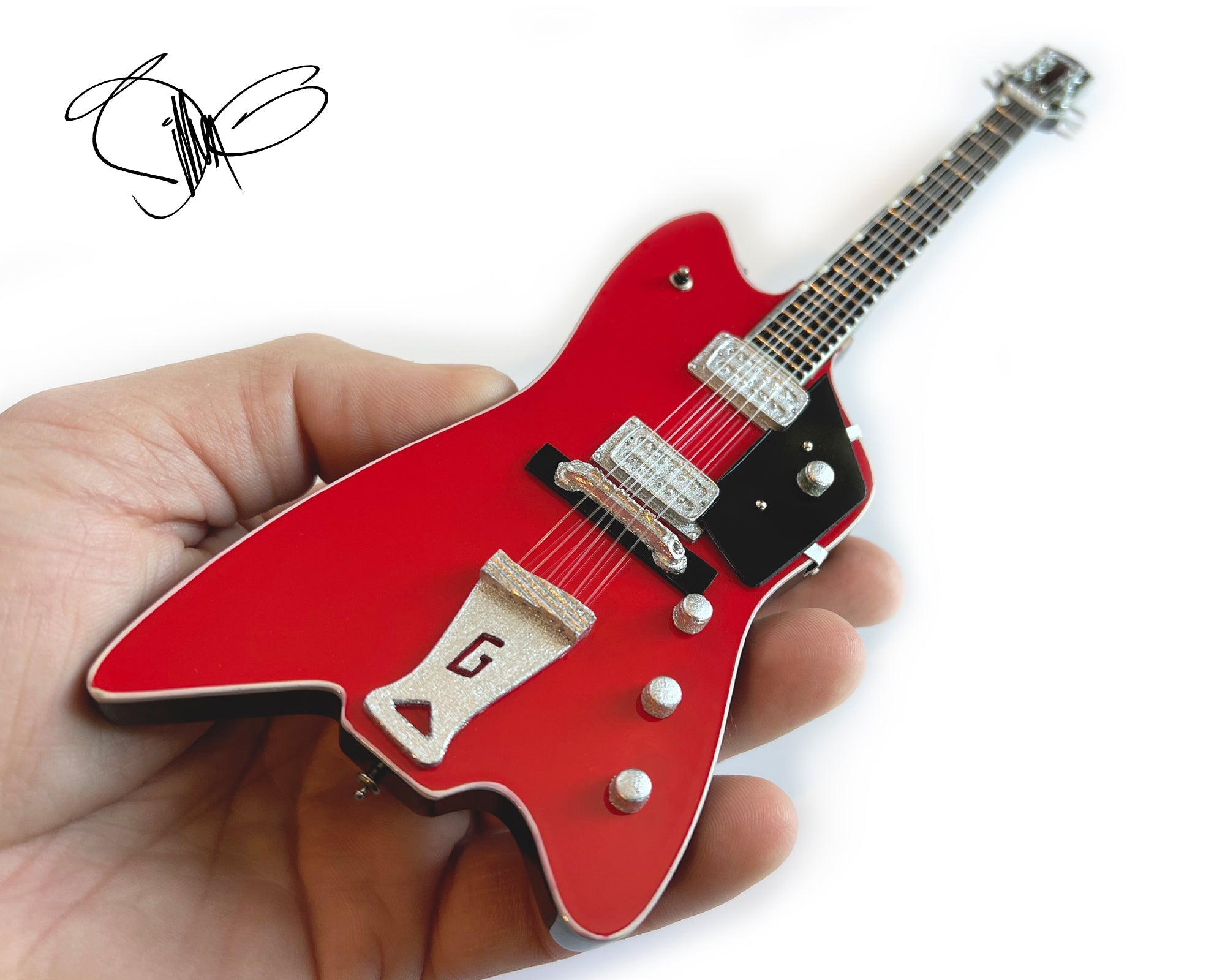 BILLY F GIBBONS SIGNATURE BILLY BO GRETSCH MINIATURE GUITAR MODEL REPLICA COLLECTIBLE