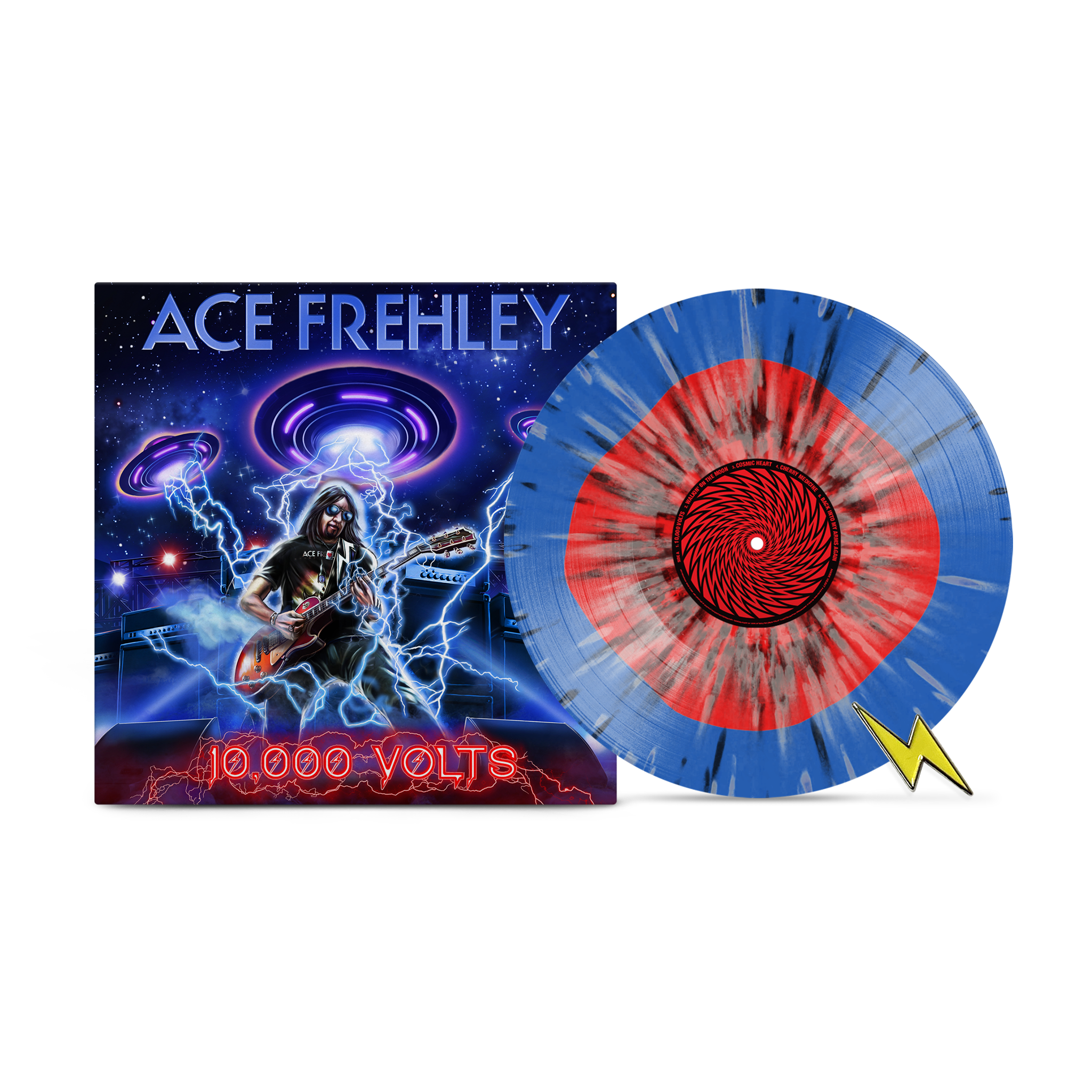 ACE FREHLEY '10,000 VOLTS' LP (COLOR IN COLOR SPLATTER VINYL) + FREE PIN
