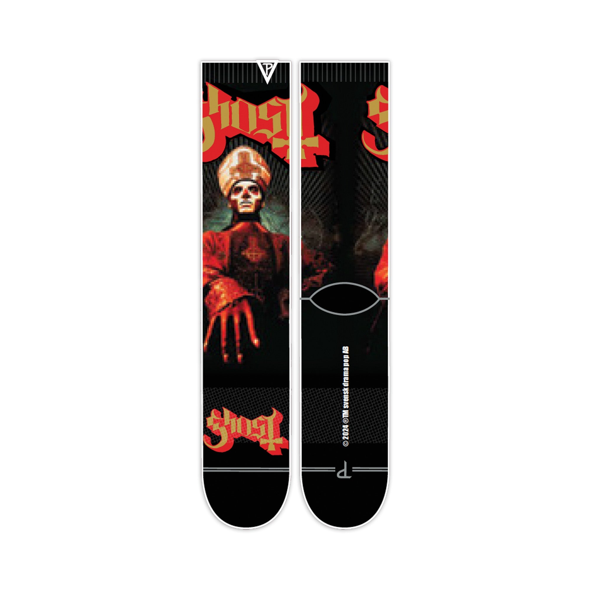 GHOST 'PAPA EMERITUS' RED/GOLD DYE SUB CREW SOCKS