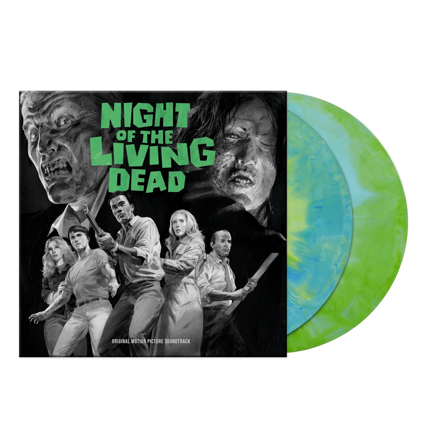 NIGHT OF THE LIVING DEAD SOUNDTRACK 2LP (50th Anniversary Edition, Ghoul Green & Blue Vinyl)