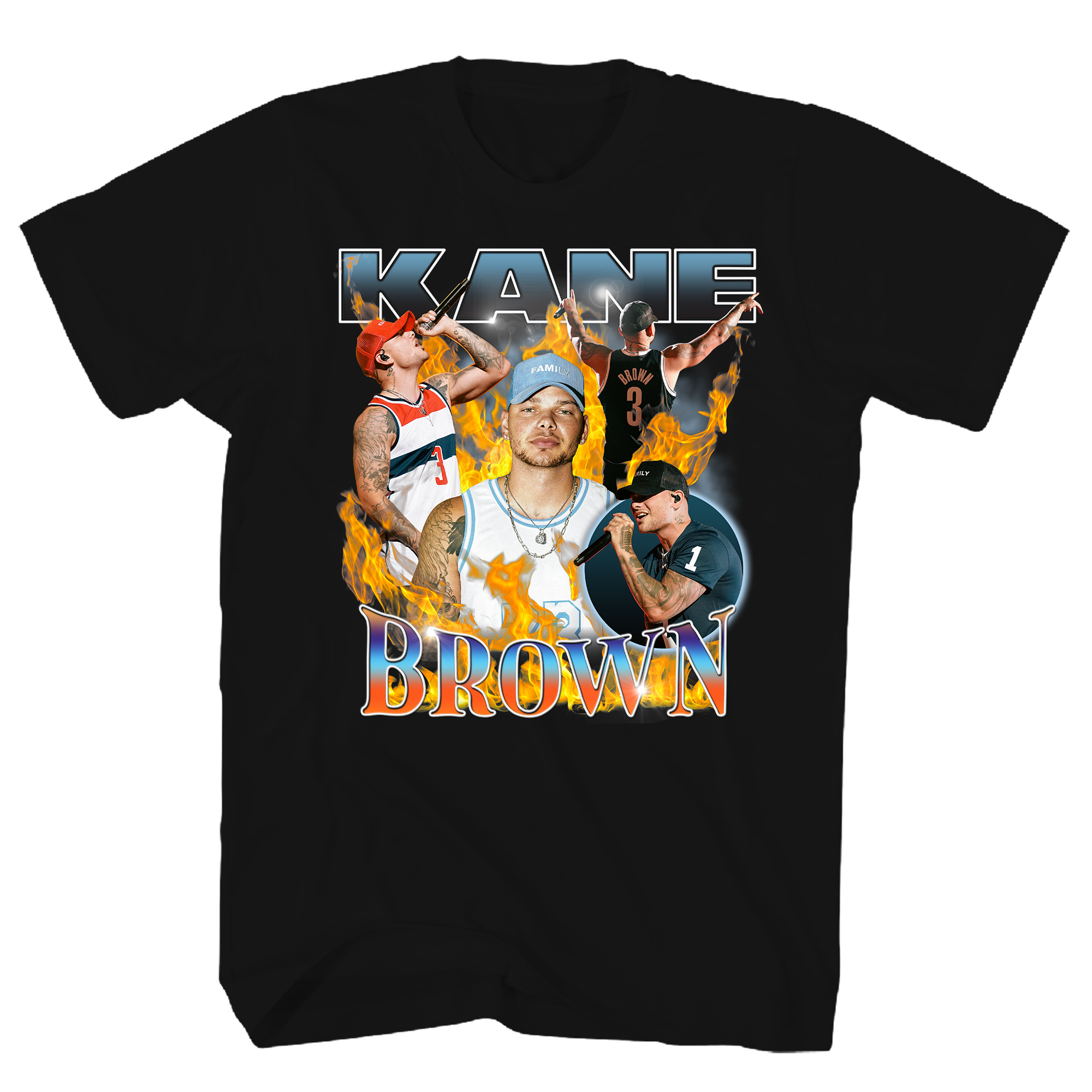 KANE BROWN PHOTO REAL FLAMES T-SHIRT