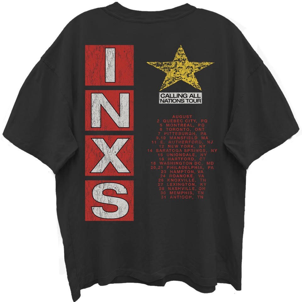 INXS CALLING ALL NATIONS TOUR FRT/BK LIMO BLACK ENZYME WASH GIANT VINTAGE T-SHIRT