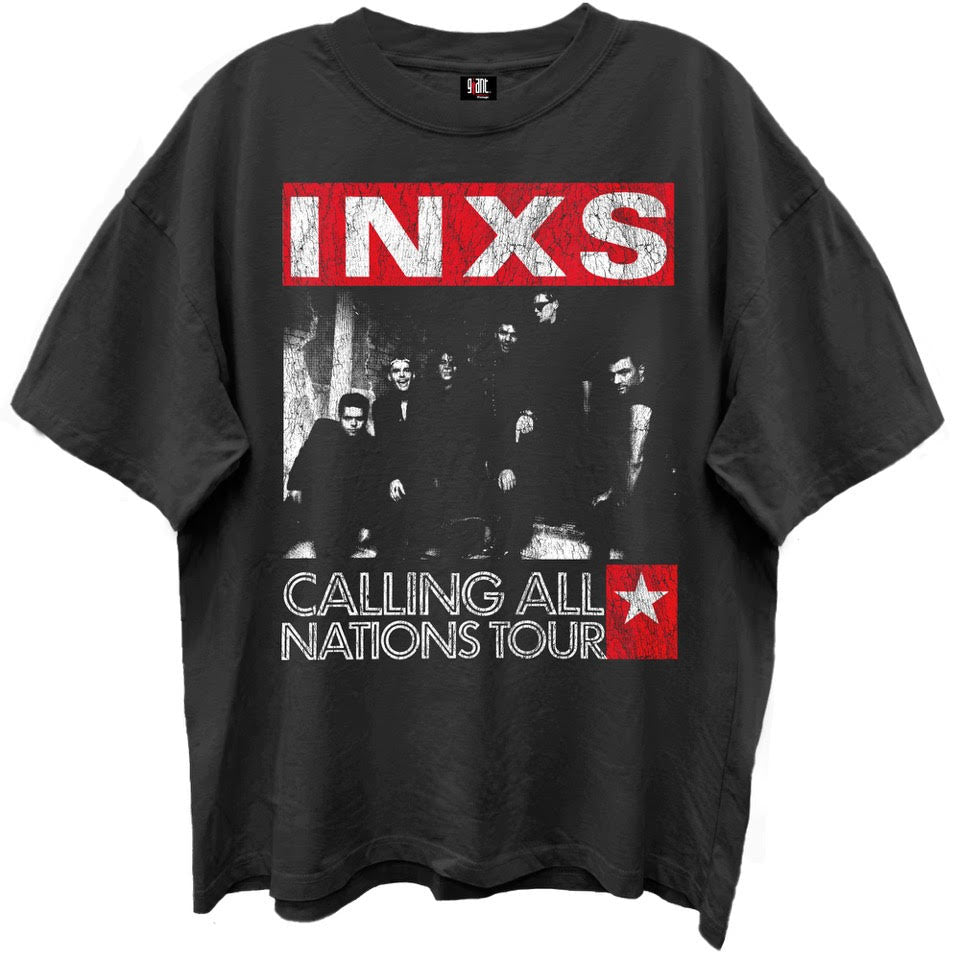 INXS CALLING ALL NATIONS TOUR FRT/BK LIMO BLACK ENZYME WASH GIANT VINTAGE T-SHIRT