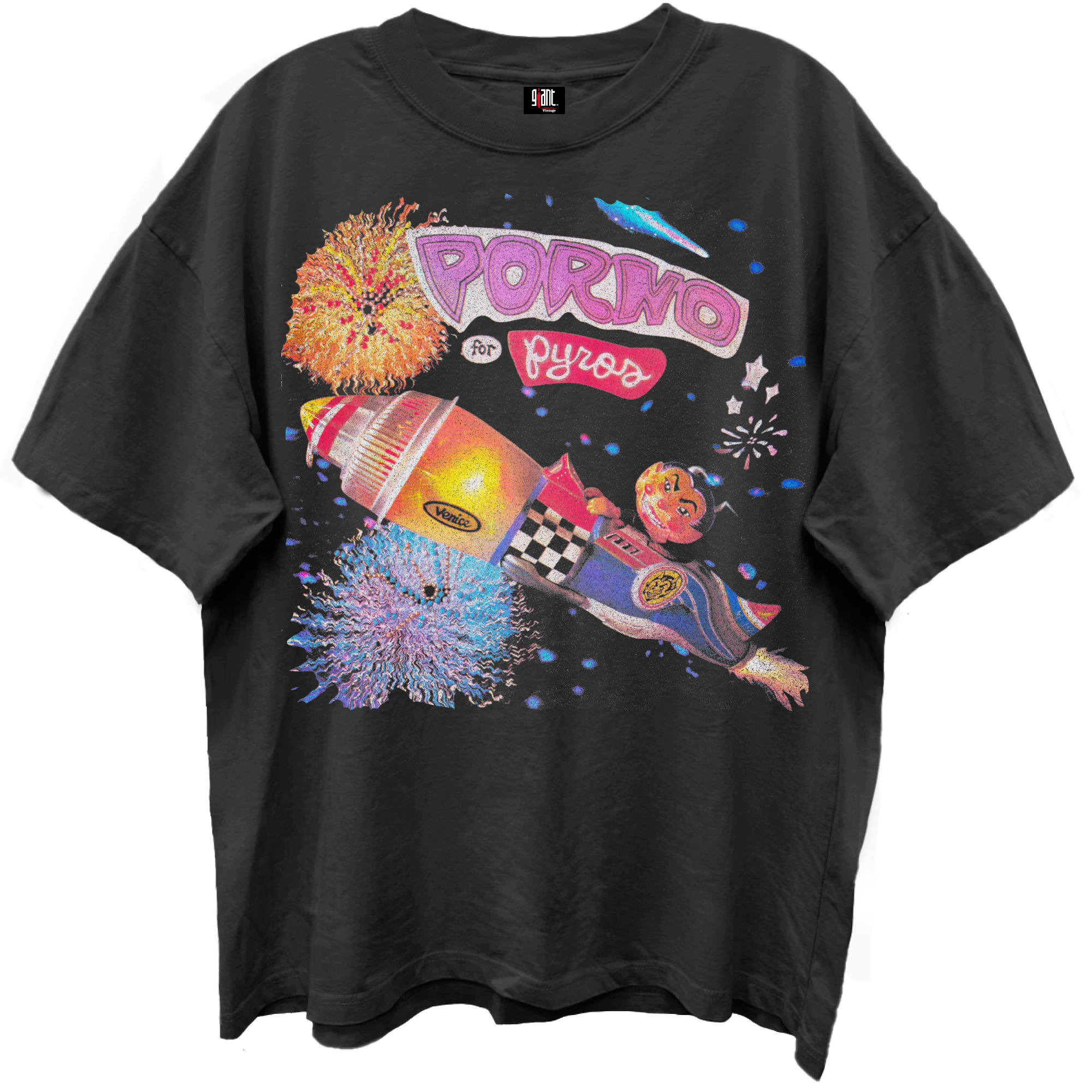 PORNO FOR PYROS ALBUM COVER VINTAGE BLACK ENZYME WASH T-SHIRT/GIANT VINTAGE T-SHIRT