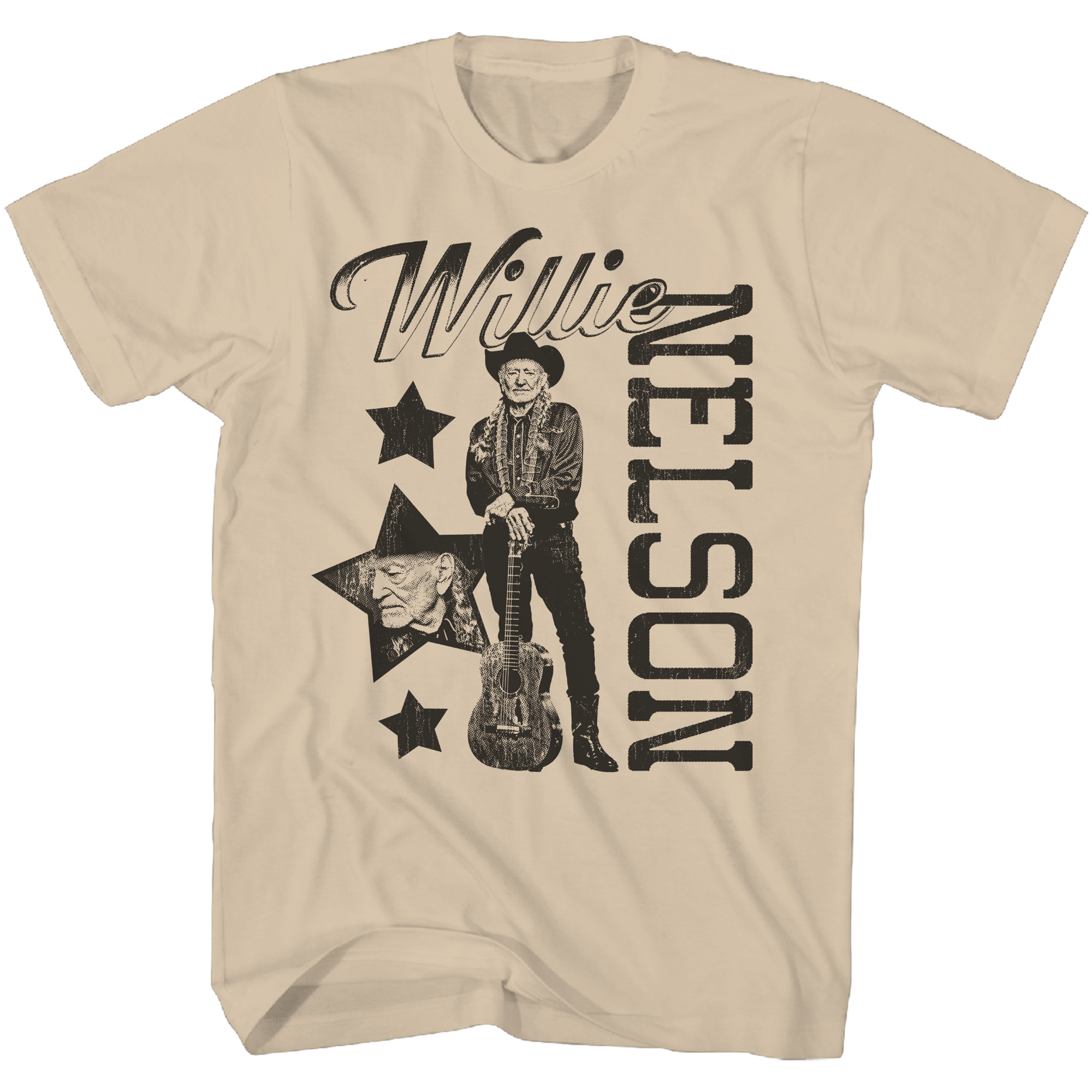 WILLIE NELSON TAN STAR COLLAGE T-SHIRT