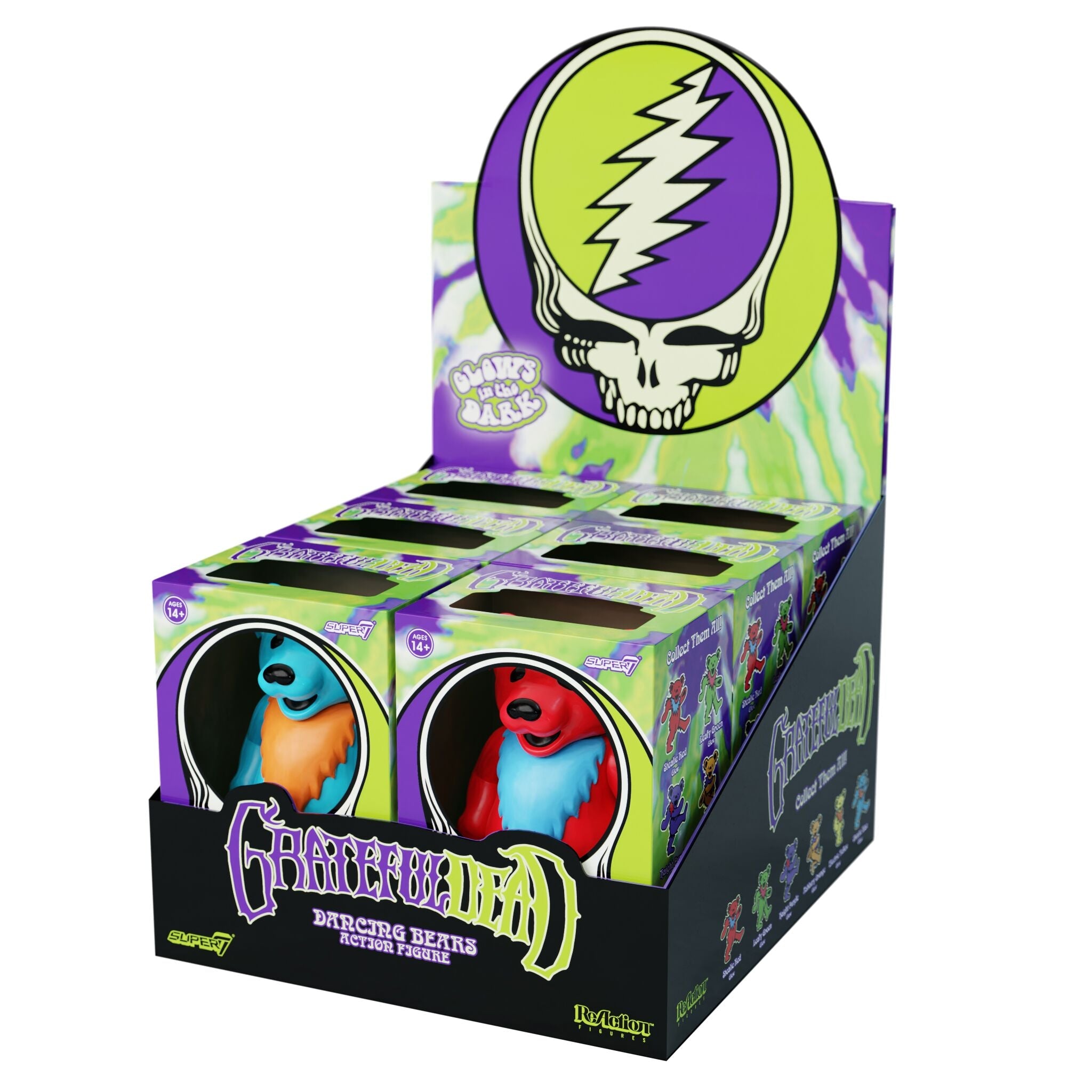 SUPER7 REACTION GRATEFUL DEAD W3 DANCING BEARS SET (GLOW)