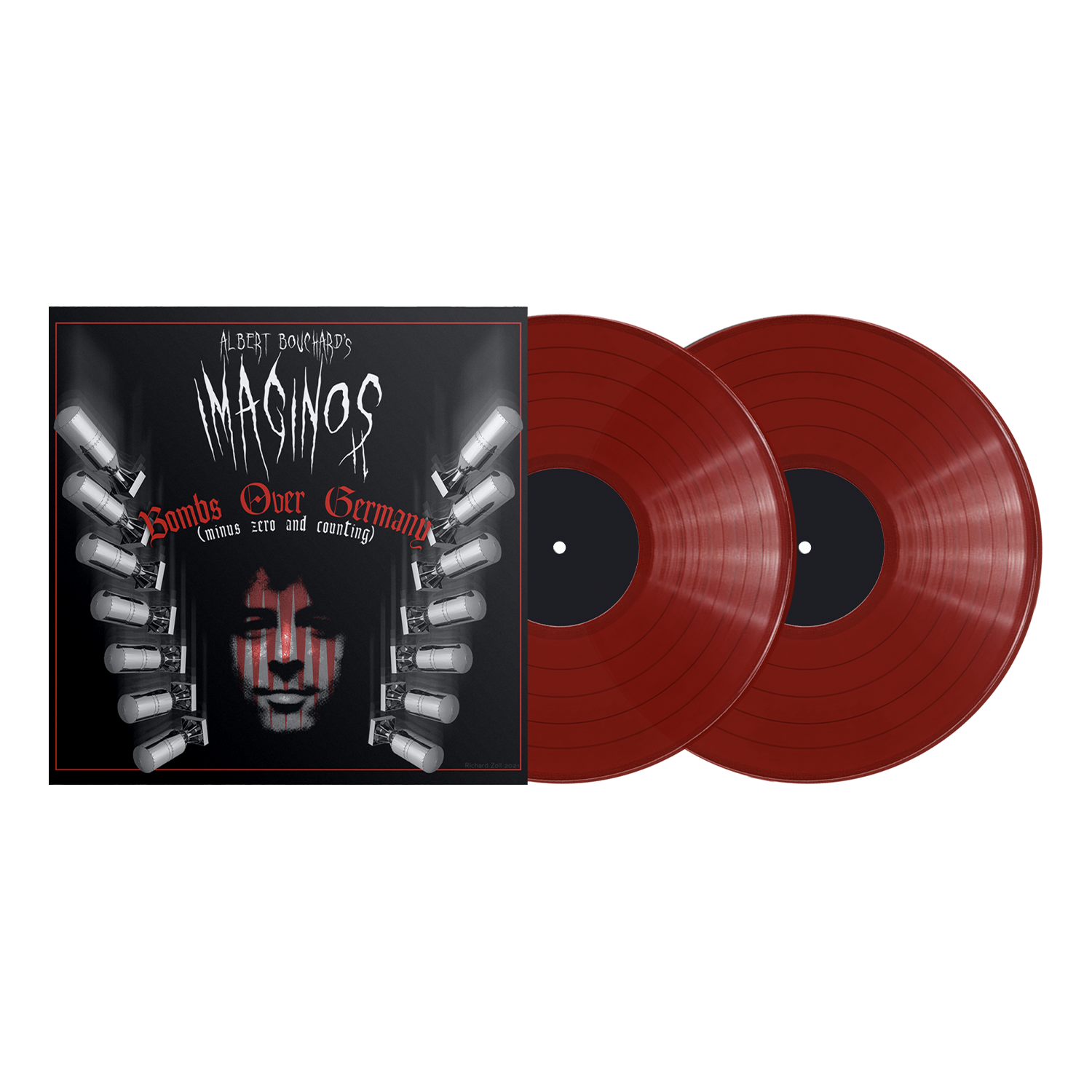 ALBERT BOUCHARD'S 'IMAGINOS II - BOMBS OVER GERMANY (MINUS ZERO AND COUNTING)' 2LP (Limited Edition – Only 100 Made, Ruby Vinyl)