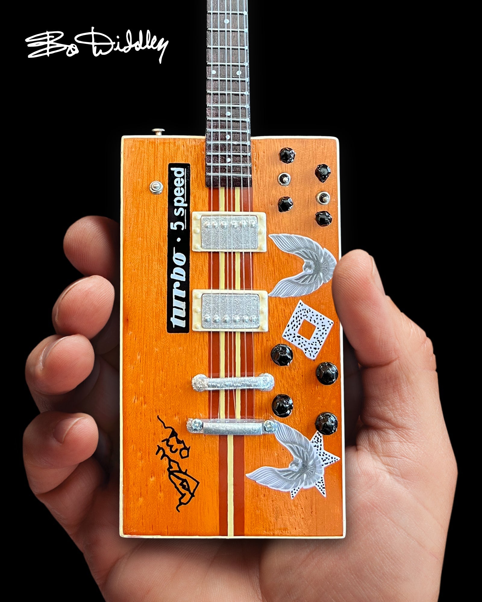 BO DIDDLEY SIGNATURE “TWANG MACHINE” TURBO 5-SPEED KINMAN CUSTOM MINI GUITAR MODEL