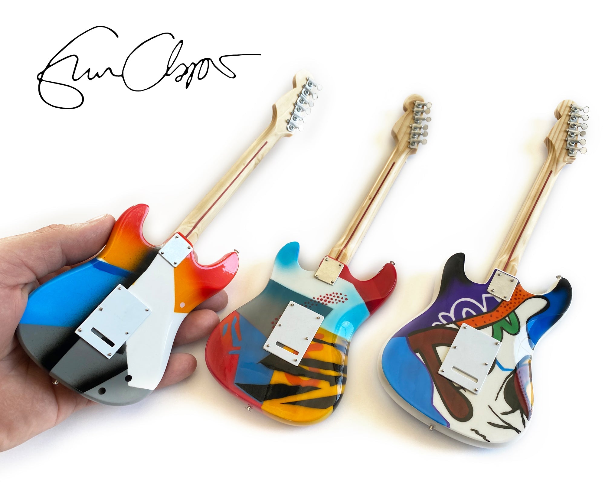 ERIC CLAPTON CRASH SET OF 3 MINI GUITAR REPLICAS - OFFICIALLY LICENSED FENDER® COLLECTION