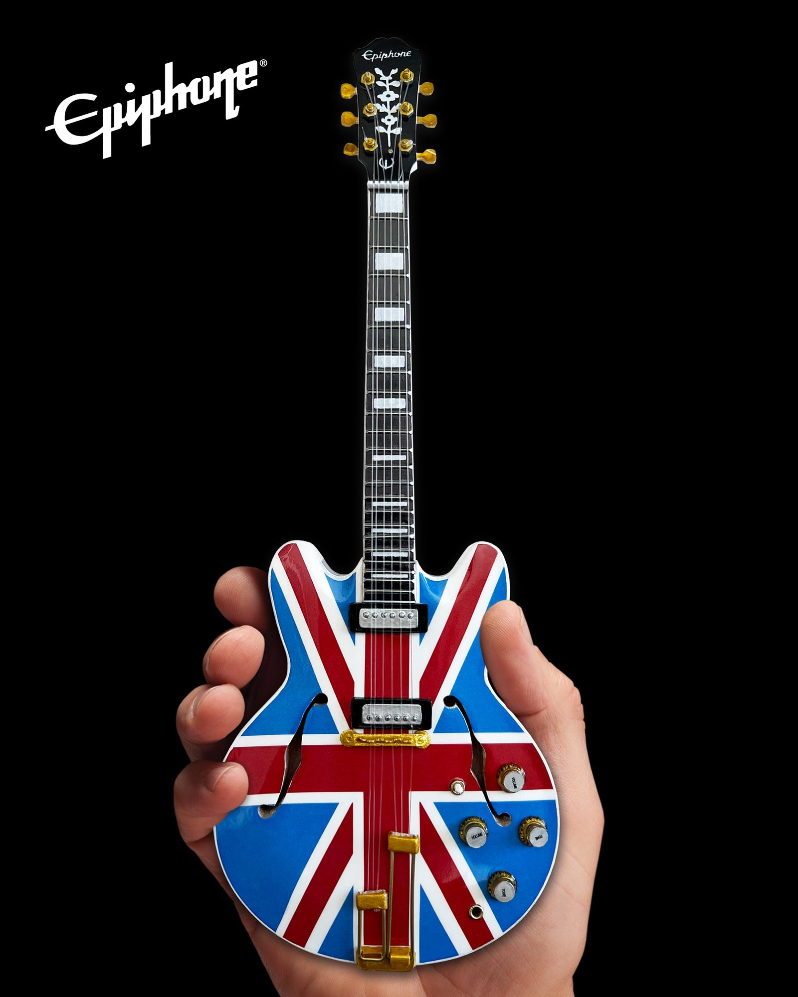EPIPHONE "UNION JACK SHERATON” CASINO 1:4 SCALE MINI GUITAR MODEL - UK FLAG