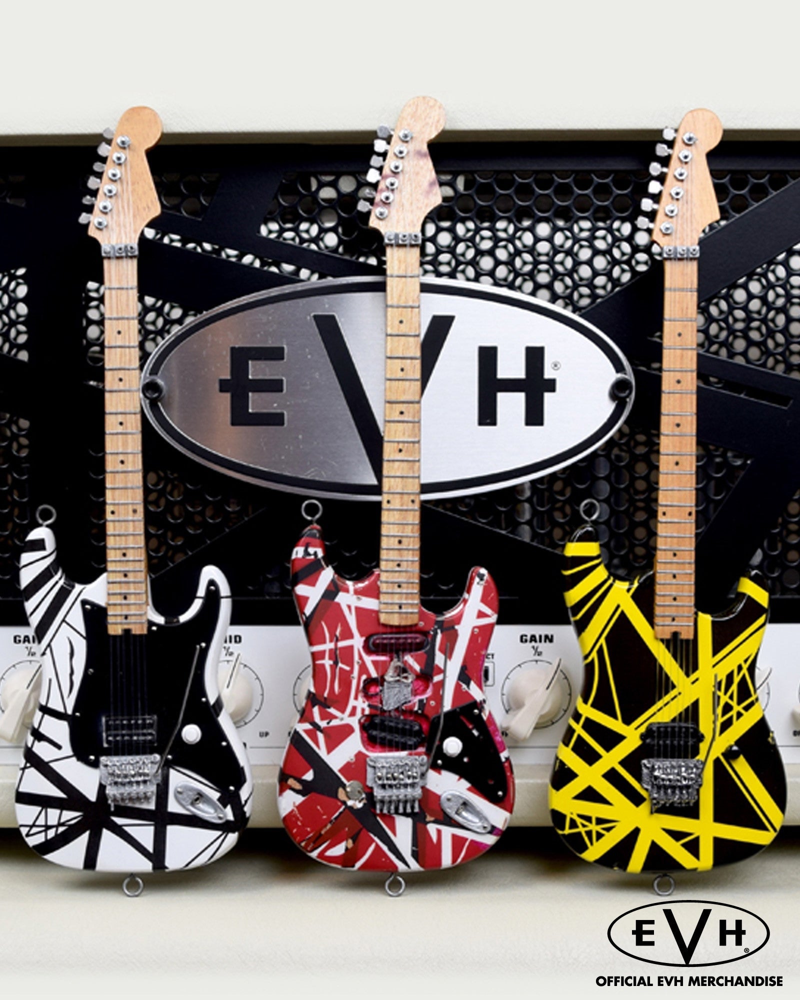 EVH SET OF 3 EDDIE VAN HALEN MINI GUITAR REPLICA COLLECTIBLES - OFFICIALLY LICENSED