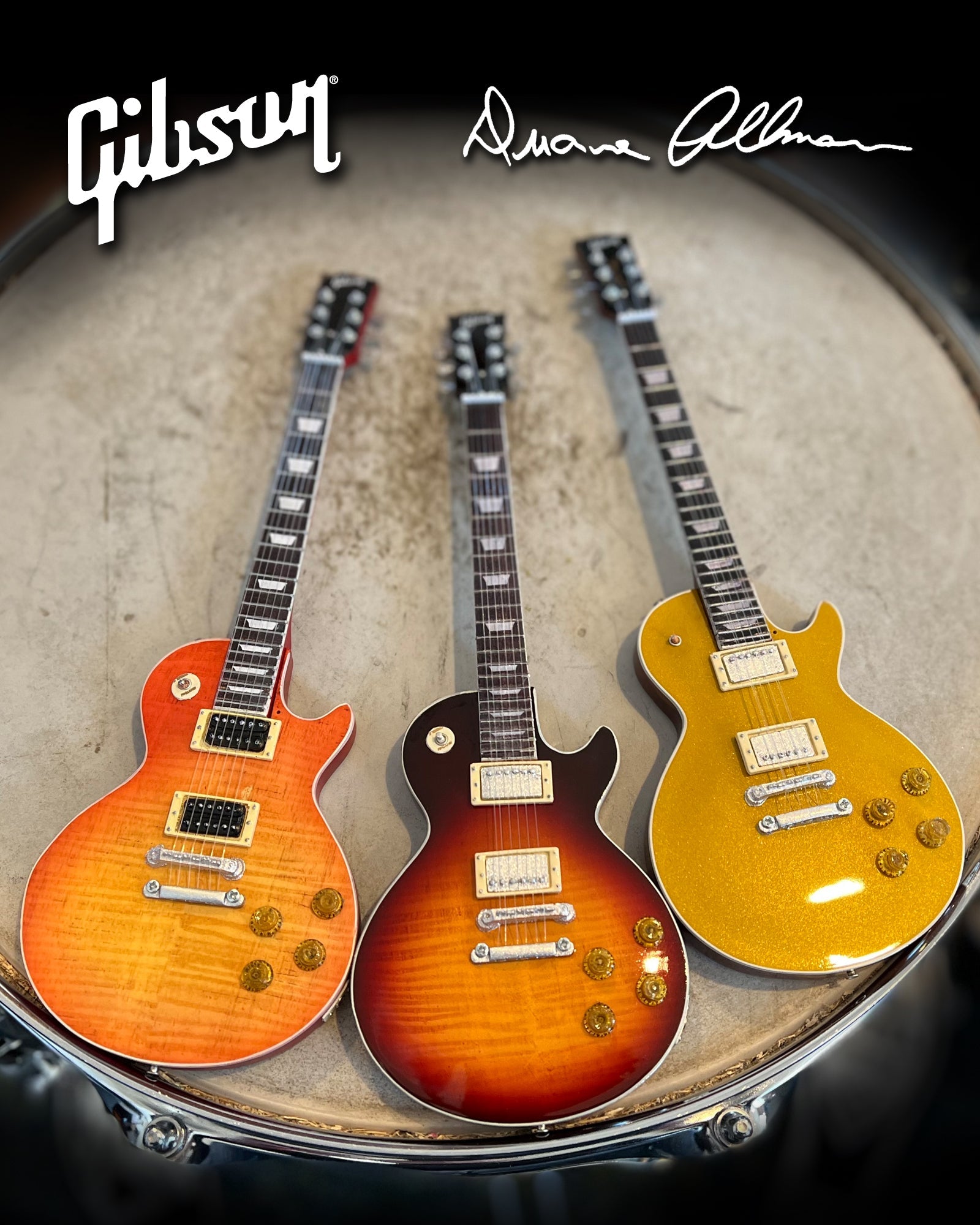 DUANE ALLMAN SET OF 3 GIBSON LES PAUL SIGNATURE MINI GUITAR MODELS