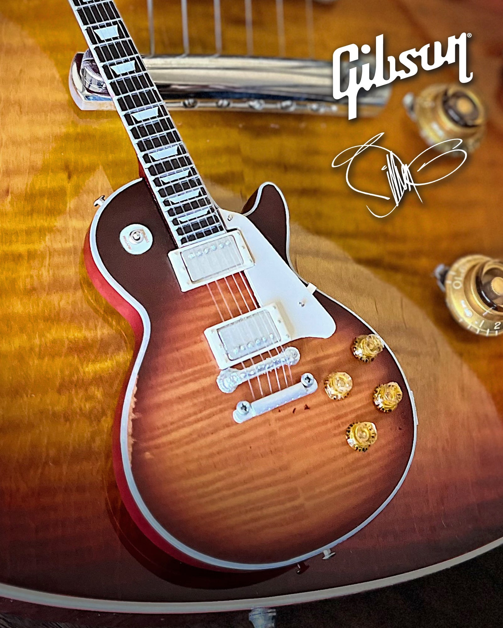 BILLY F GIBBONS AGED "PEARLY GATES" GIBSON LES PAUL MINI GUITAR MODEL