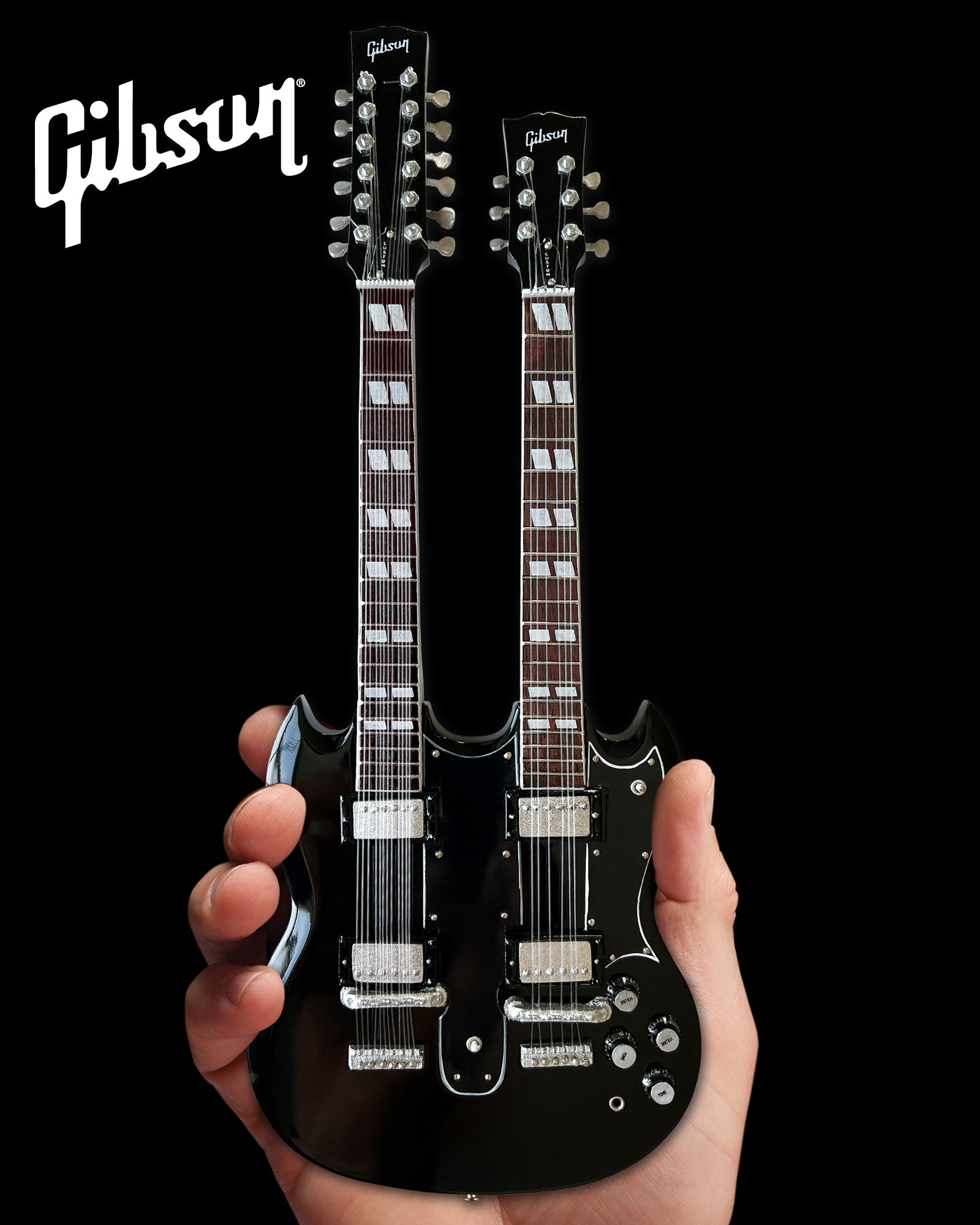 SLASH GIBSON 1966 EDS-1275 DOUBLENECK - AGED MINI GUITAR REPLICA MODEL