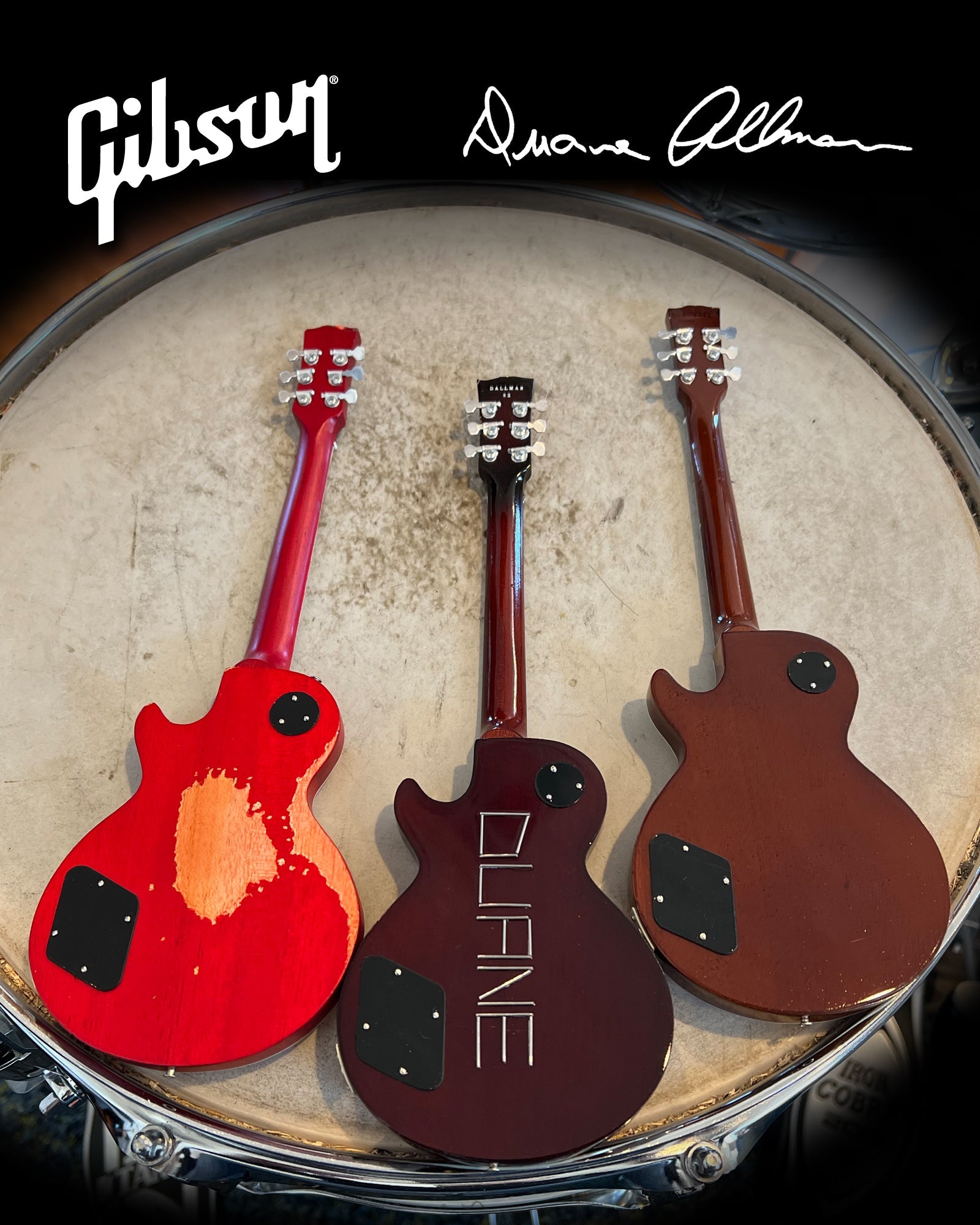 DUANE ALLMAN SET OF 3 GIBSON LES PAUL SIGNATURE MINI GUITAR MODELS