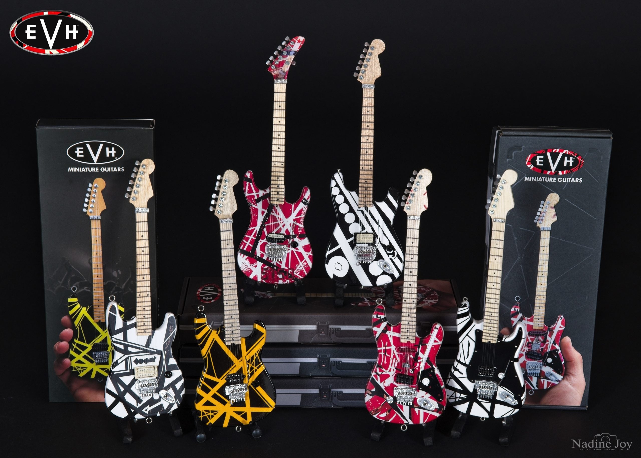 EVH SET OF 6 EDDIE VAN HALEN MINI GUITAR REPLICA COLLECTIBLES - OFFICIALLY LICENSED