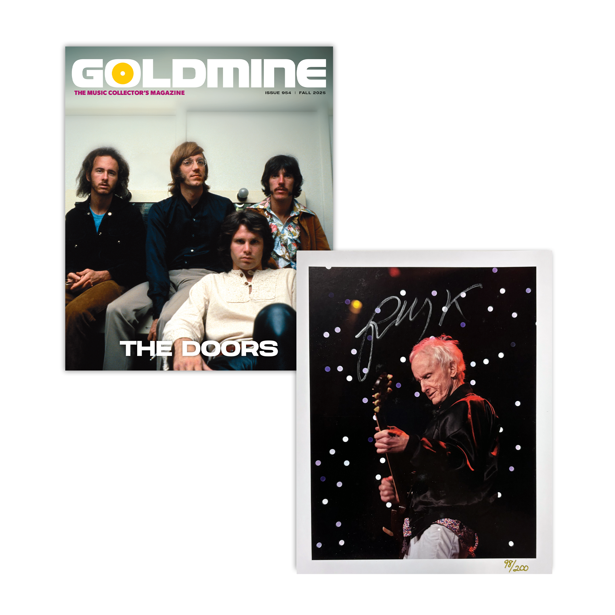 THE DOORS X GOLDMINE BUNDLE - GOLDMINE FALL 2025 ISSUE W/ LIMITED HAND-SIGNED 8”X10” ROBBY KRIEGER PHOTO PRINT