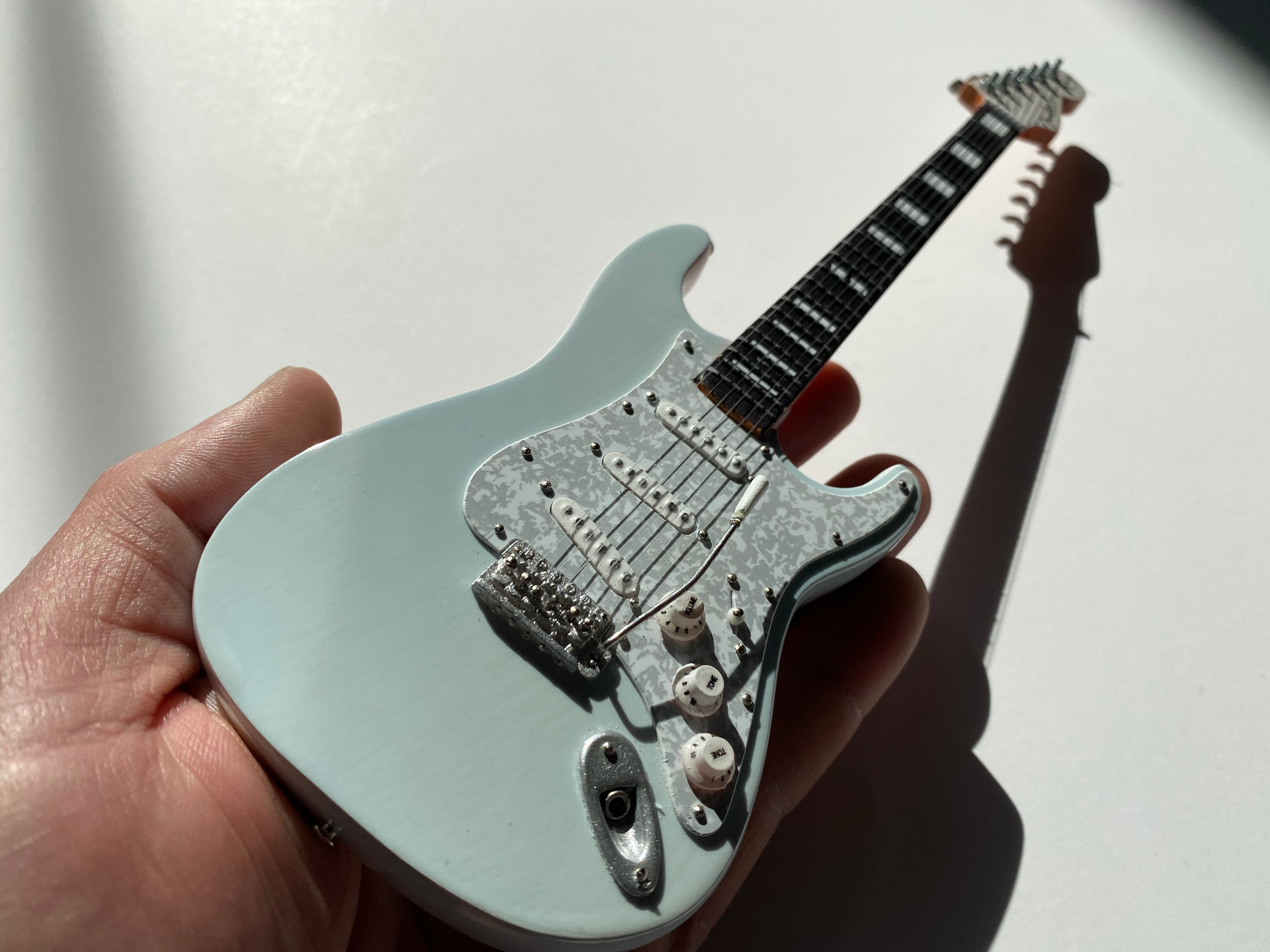 LICENSED KENNY WAYNE SHEPHERD MINI FENDER™ STRAT™ TRANSPARENT FADED SONIC BLUE GUITAR MODEL
