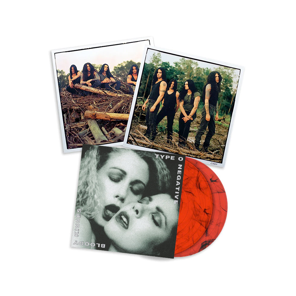 TYPE O NEGATIVE 'BLOODY KISSES' CLEAR RED w/BLACK SWIRL LP + 12X12 PHOTO PRINT SET