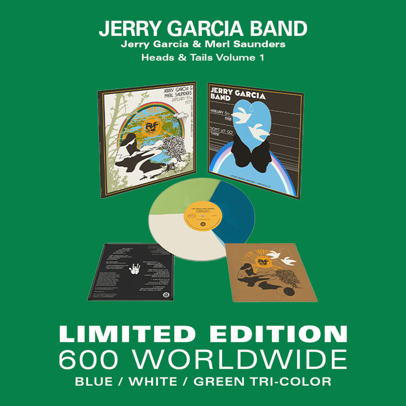 JERRY GARCIA & MERL SAUNDERS / JGB ‘HEADS & TAILS VOLUME 1’ LP (Limited Edition – Only 600 Made, Blue / White / Green Tri-color Vinyl)