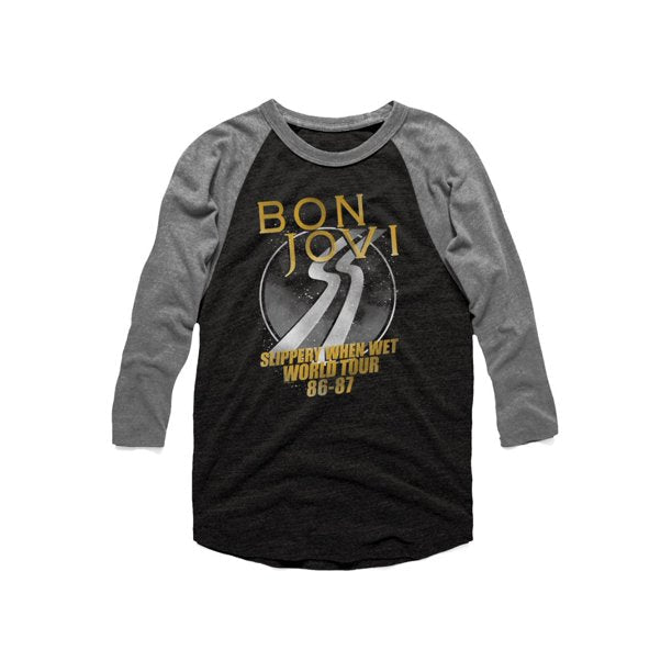 BON JOVI 'SLIPPERY WHEN WET WORLD TOUR' RAGLAN T-SHIRT