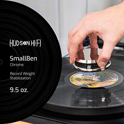 HUDSON HI-FI: SMALLBEN CHROME RECORD WEIGHT STABILIZER WITH PROTECTIVE LEATHER PAD