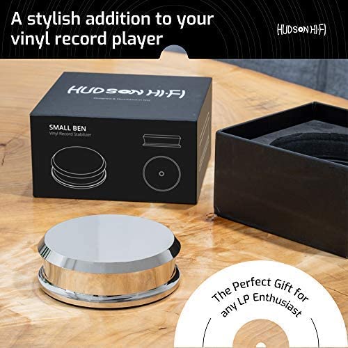 HUDSON HI-FI: SMALLBEN CHROME RECORD WEIGHT STABILIZER WITH PROTECTIVE LEATHER PAD