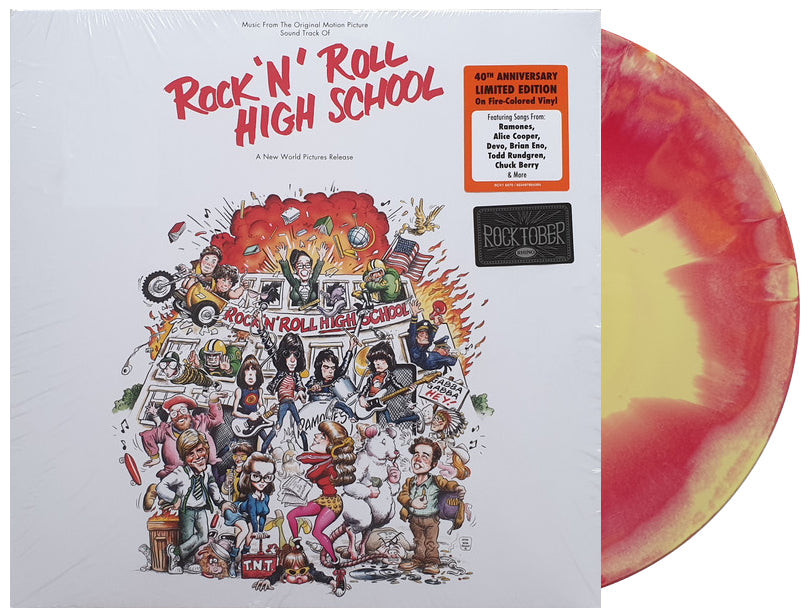 VARIOUS ARTISTS 'ROCK 'N' ROLL HIGH SCHOOL (MUSIC FROM THE ORIGINAL MOTION PICTURE SOUNDTRACK)' ORANGE, YELLOW & RED LP