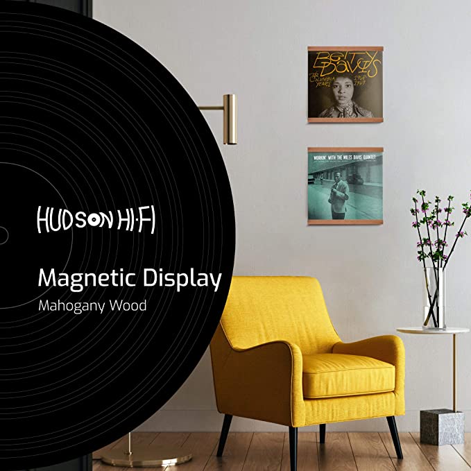 HUDSON HI-FI: MODULAR VINYL RECORD WALL MOUNT MAHOGANY DISPLAY SYSTEM - 2 PACK