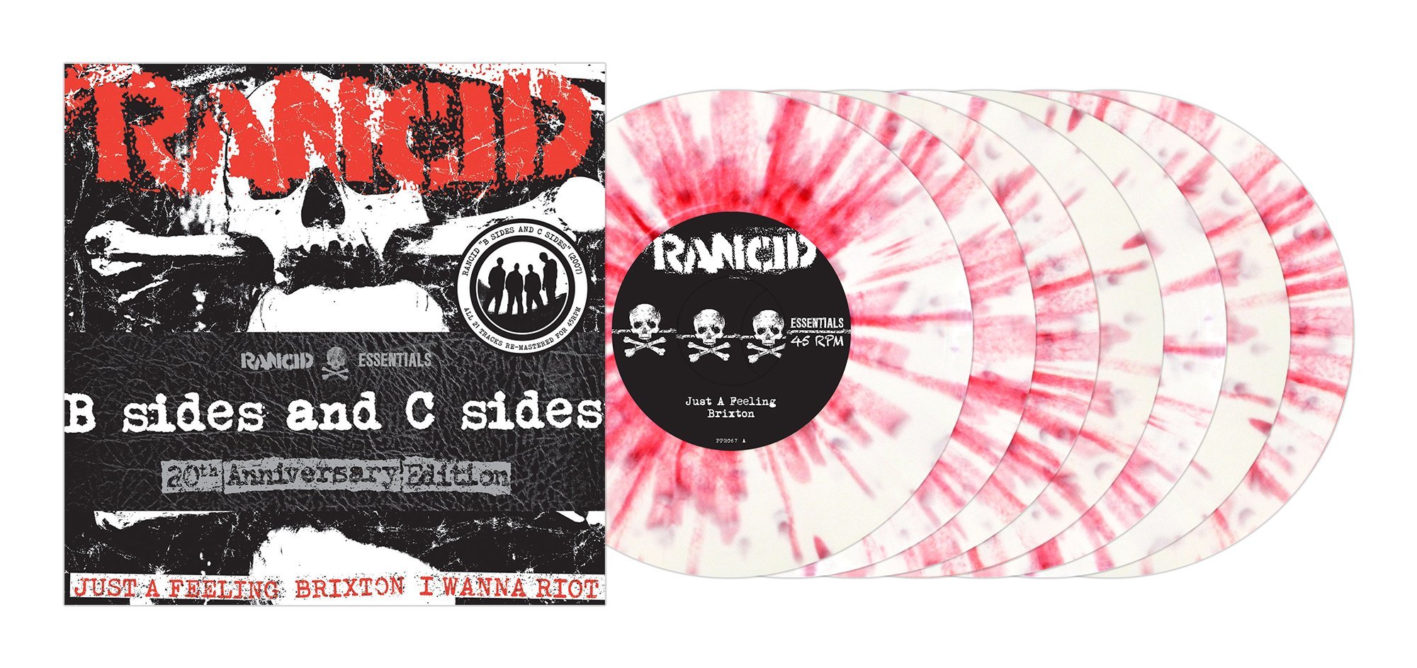 RANCID 'B-SIDES AND C-SIDES' 7x7" SINGLES (White & Red Splatter Vinyl)