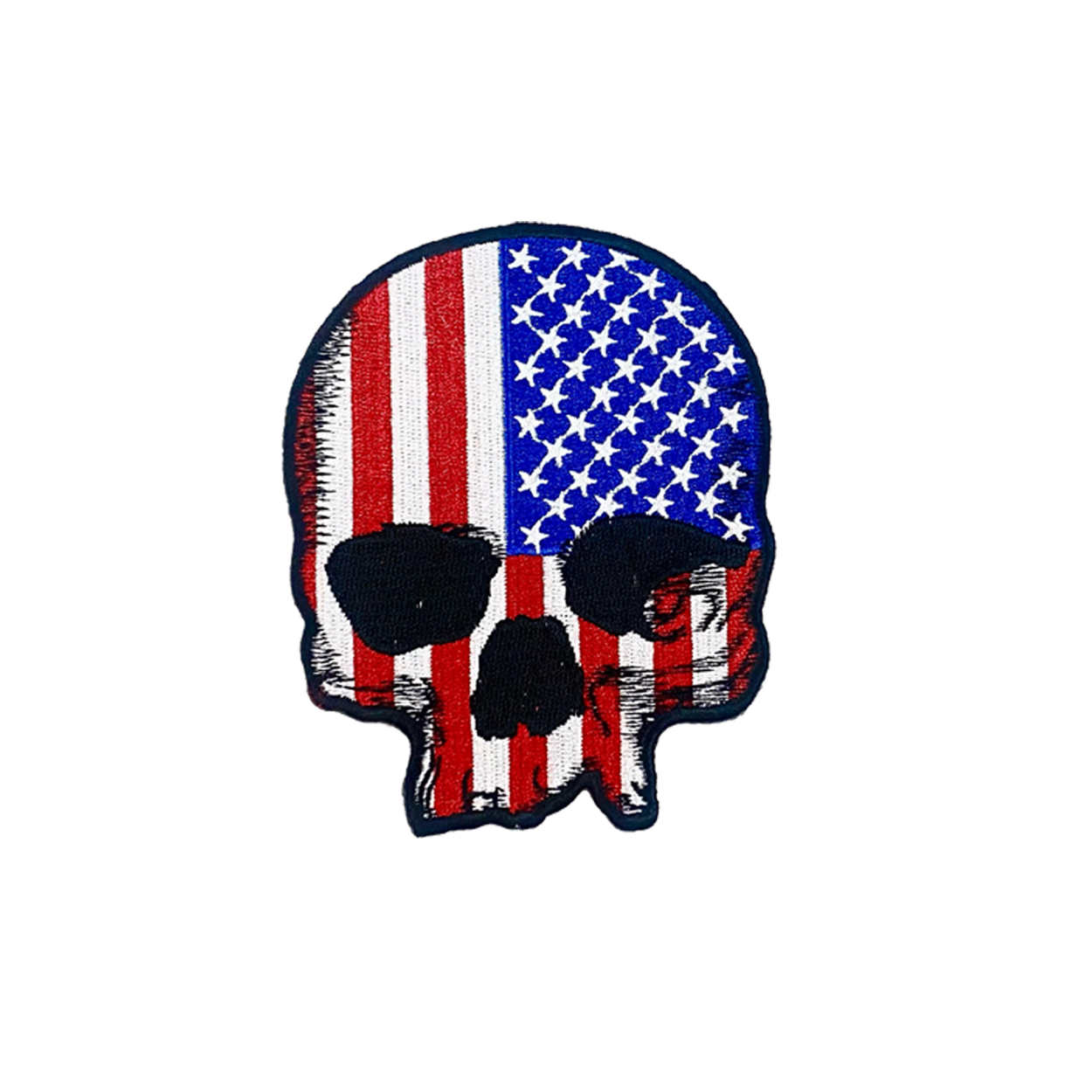AMERICAN FLAG SKULL EMBROIDERED PATCH