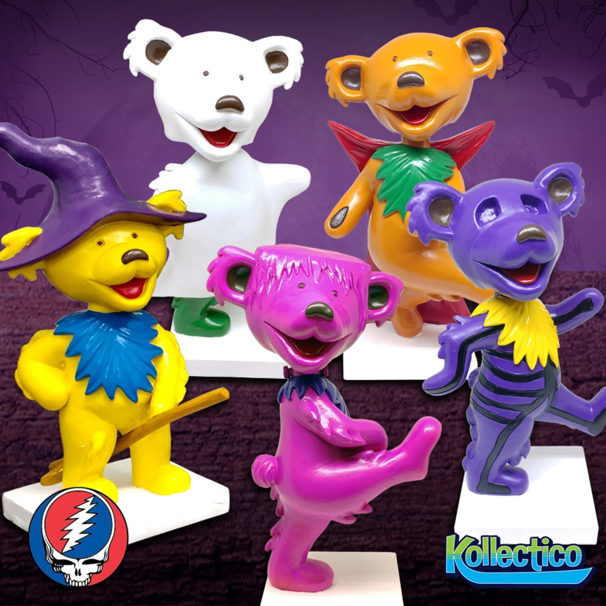 GRATEFUL DEAD DANCING BEARS BOBBLEHEAD HALLOWEEN SET